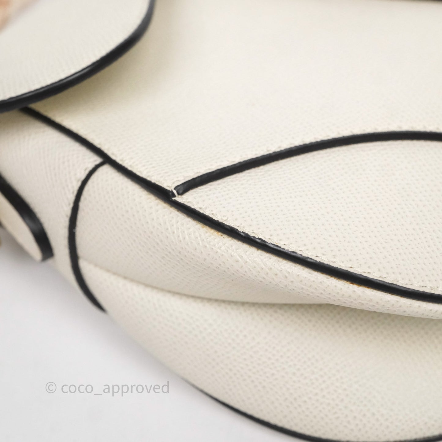 Christian Dior Saddle Bag White Grained Calfskin Gold Hardware