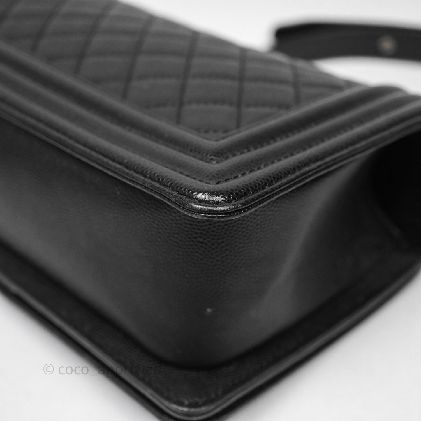 Chanel Medium Boy Quilted Black Caviar Ruthenium Hardware