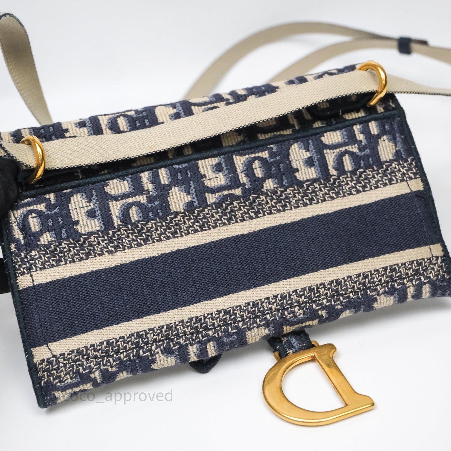 Christian Dior Navy Oblique Slim Saddle Pouch