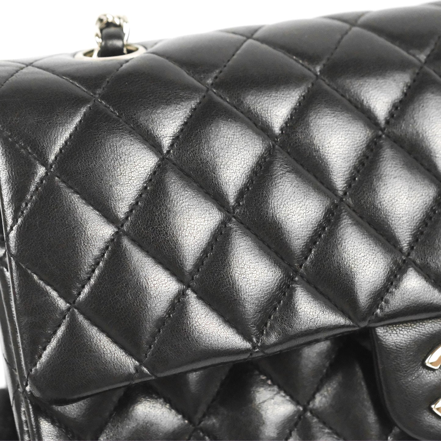 Chanel Classic M/L Medium Flap Quilted Black Lambskin Silver Hardware
