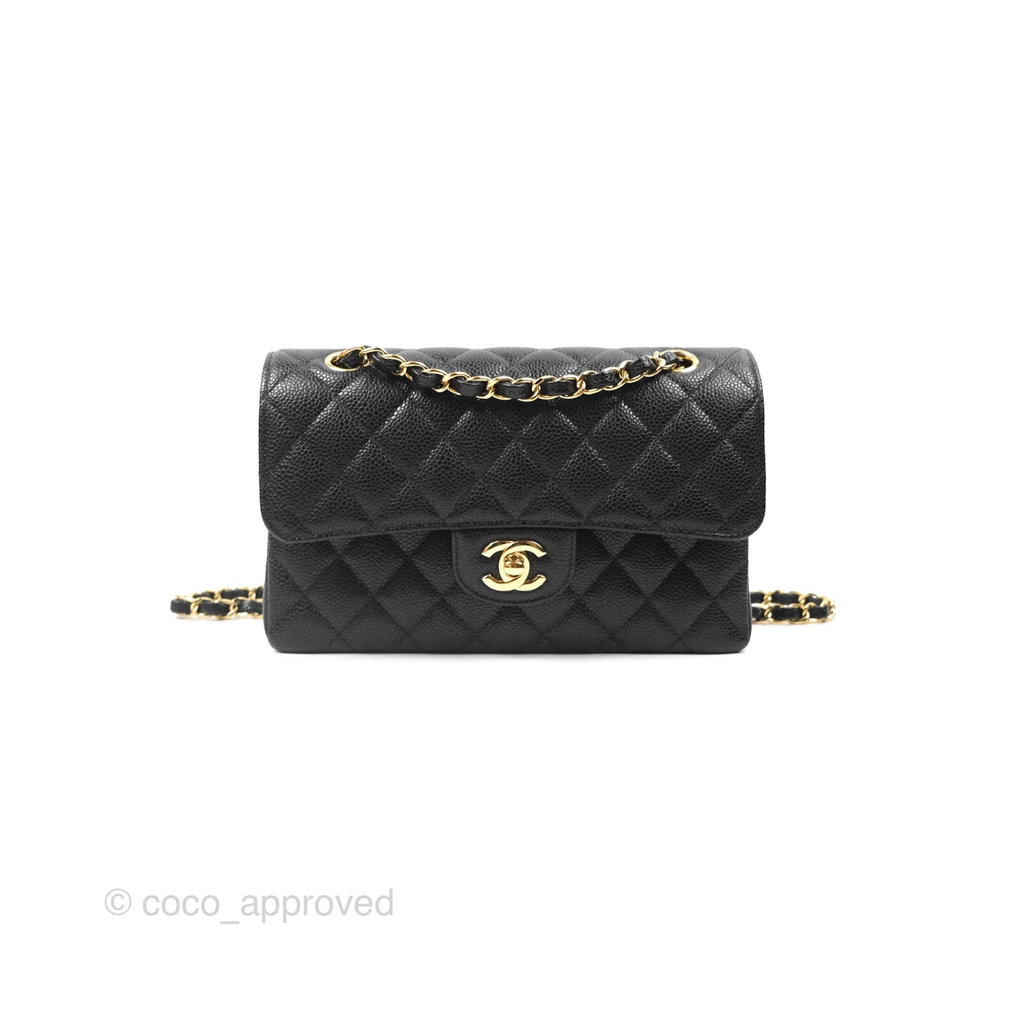 Chanel Small S/M Classic Flap Quilted Black Caviar Gold Hardware