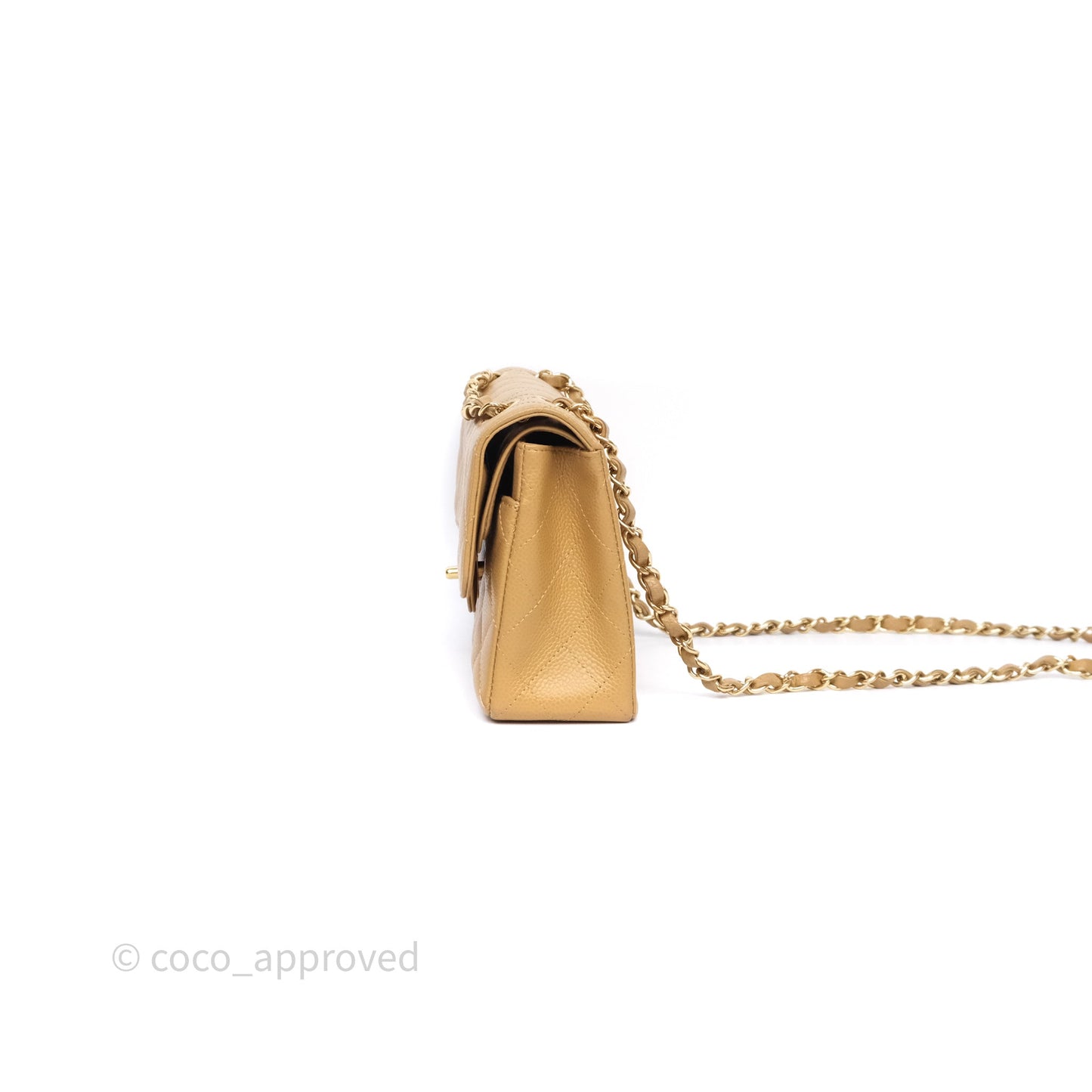 Chanel Classic M/L Medium Flap Quilted Dark Beige Caviar Gold Hardware