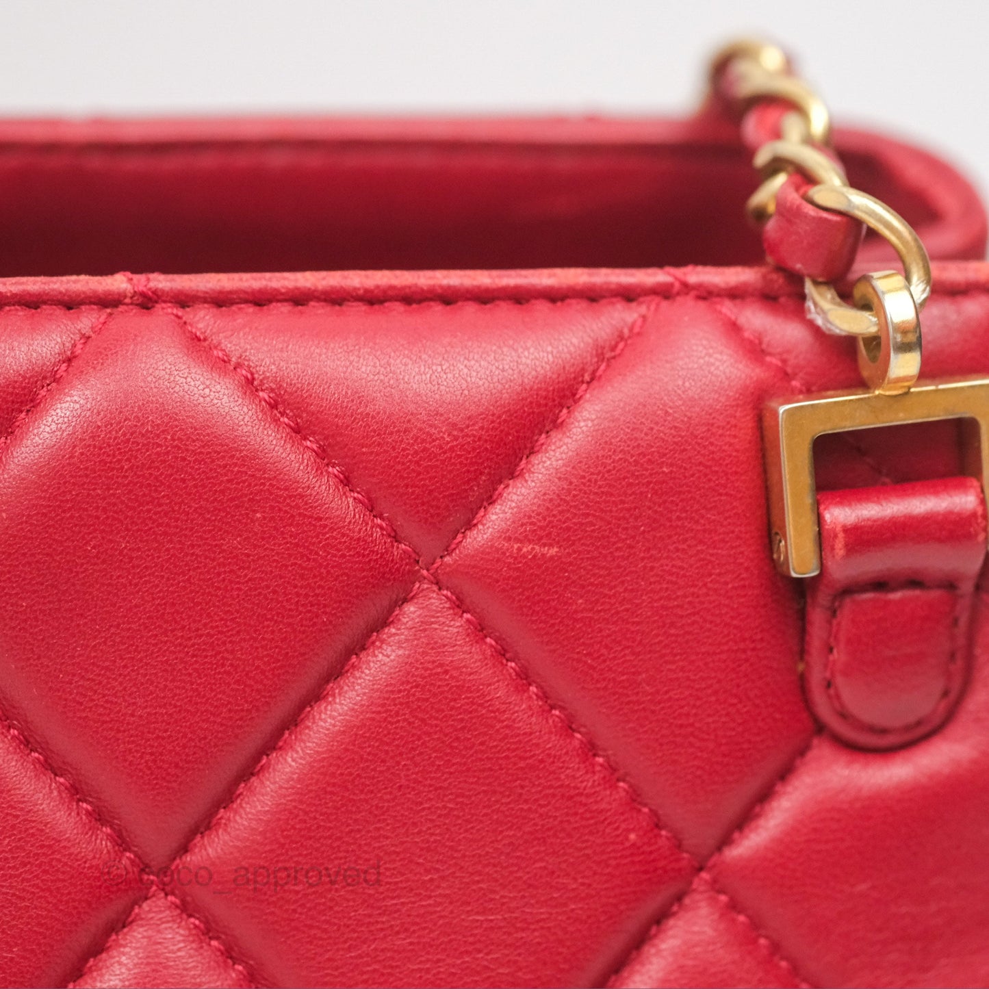 Chanel Tote Bag Red Lambskin Aged Gold Hardware