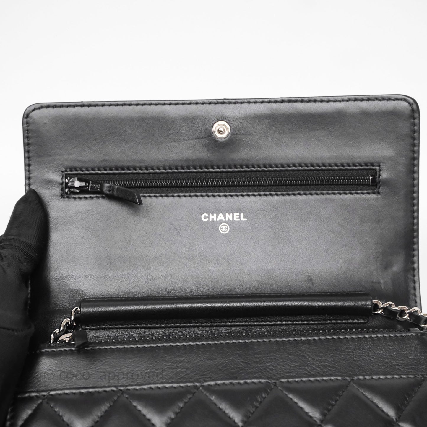 Chanel Cambon Line Wallet On Chain Black Lambskin Bag Silver Hardware