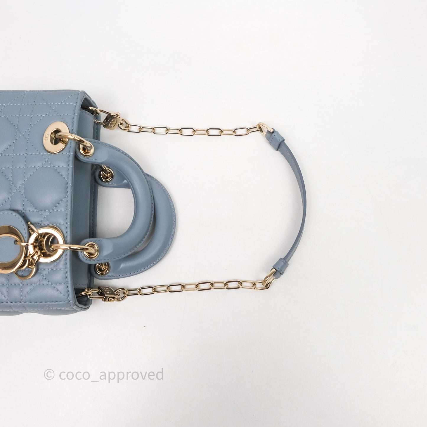 Christian Dior Micro Lady D-Joy Bag Blue Cannage Lambskin Light Gold Hardware