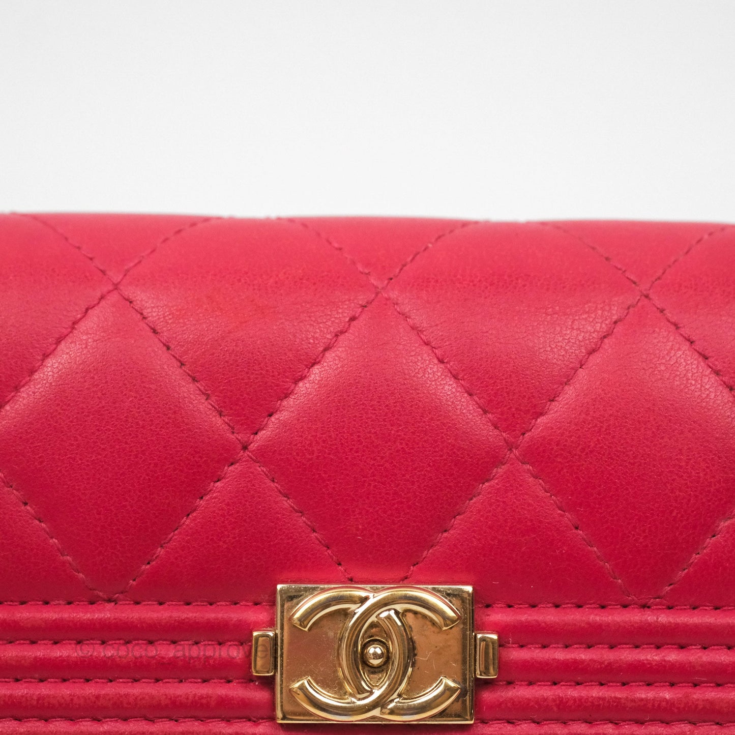 Chanel Quilted Boy Flap Long Wallet Red Lambskin Gold Hardware