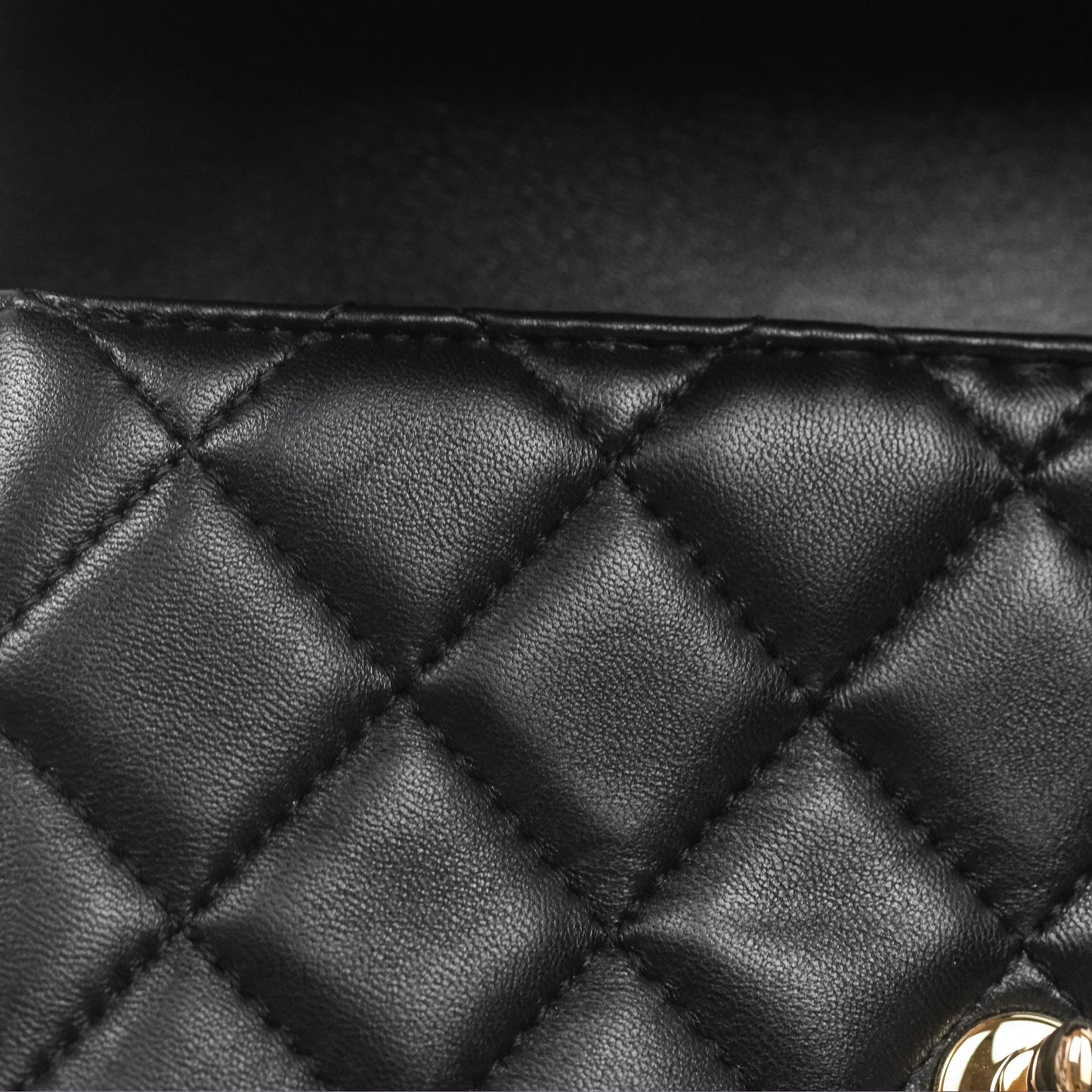 Chanel Logo Pearl Chain Flap Bag Black Lambskin Gold Hardware