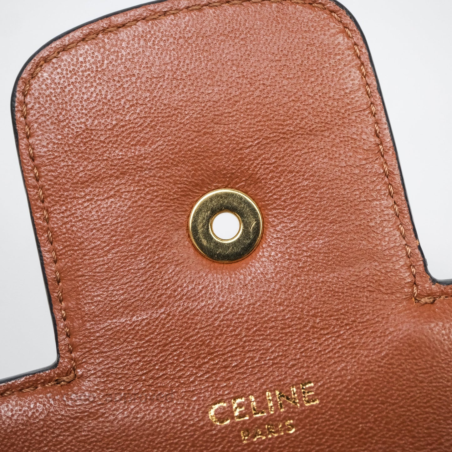 Celine Medium Chain Maillon Triomphe Canvas Tan Calfskin