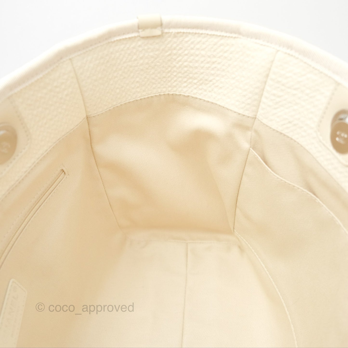 Chanel Medium Deauville Tote Ivory Cotton Silver Hardware