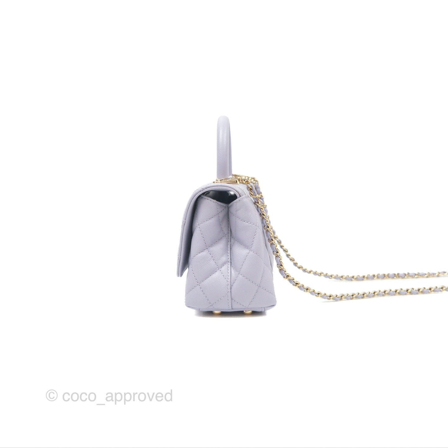Chanel Mini Coco Handle Lilac Caviar Gold Hardware