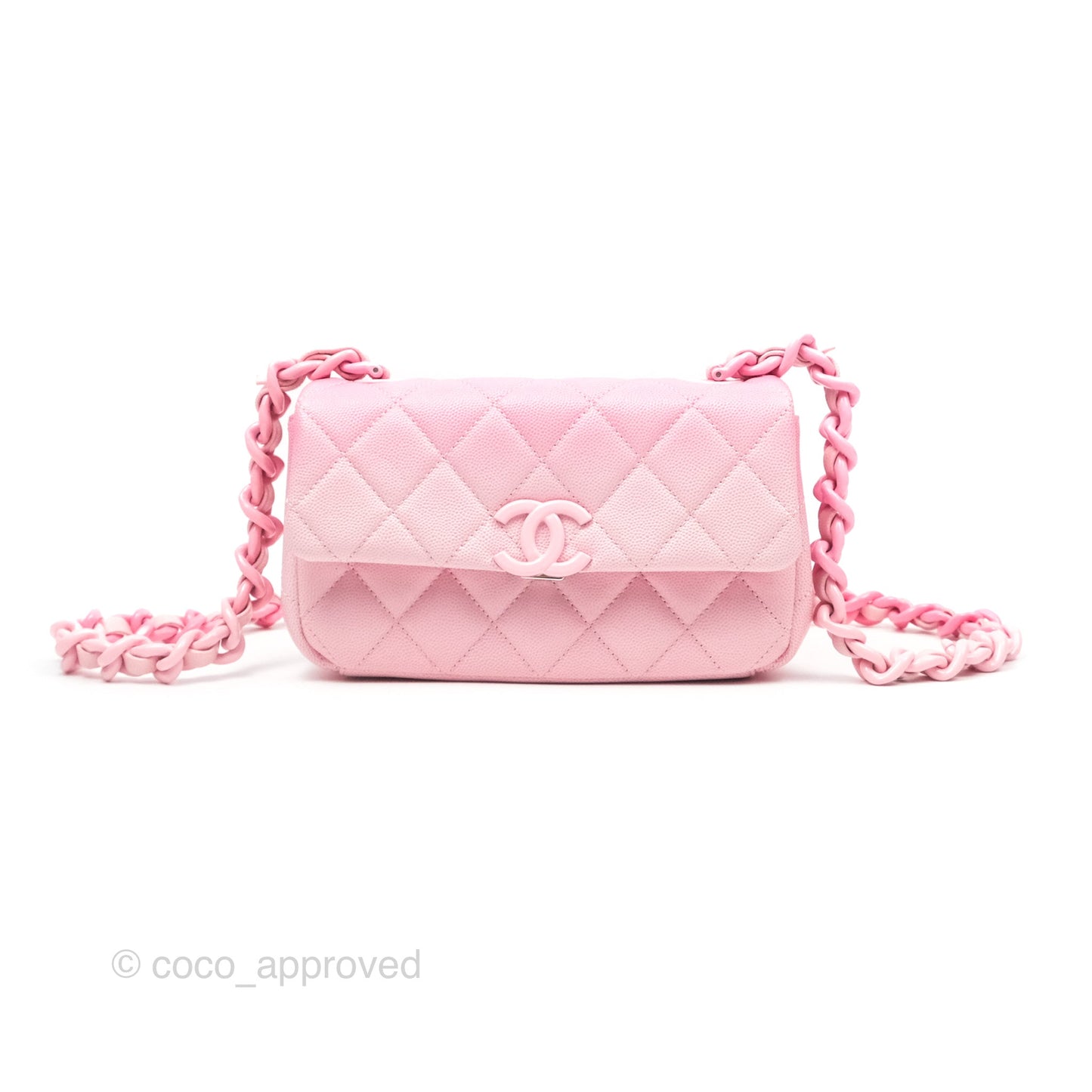Chanel Mini Flap Bag Pink Ombre Caviar Pink Lacquered Metal Hardware 24C