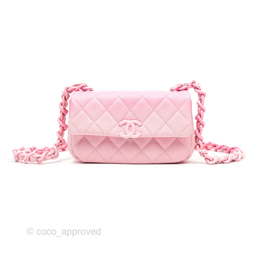 Chanel Mini Flap Bag Pink Ombre Caviar Pink Lacquered Metal Hardware 24C
