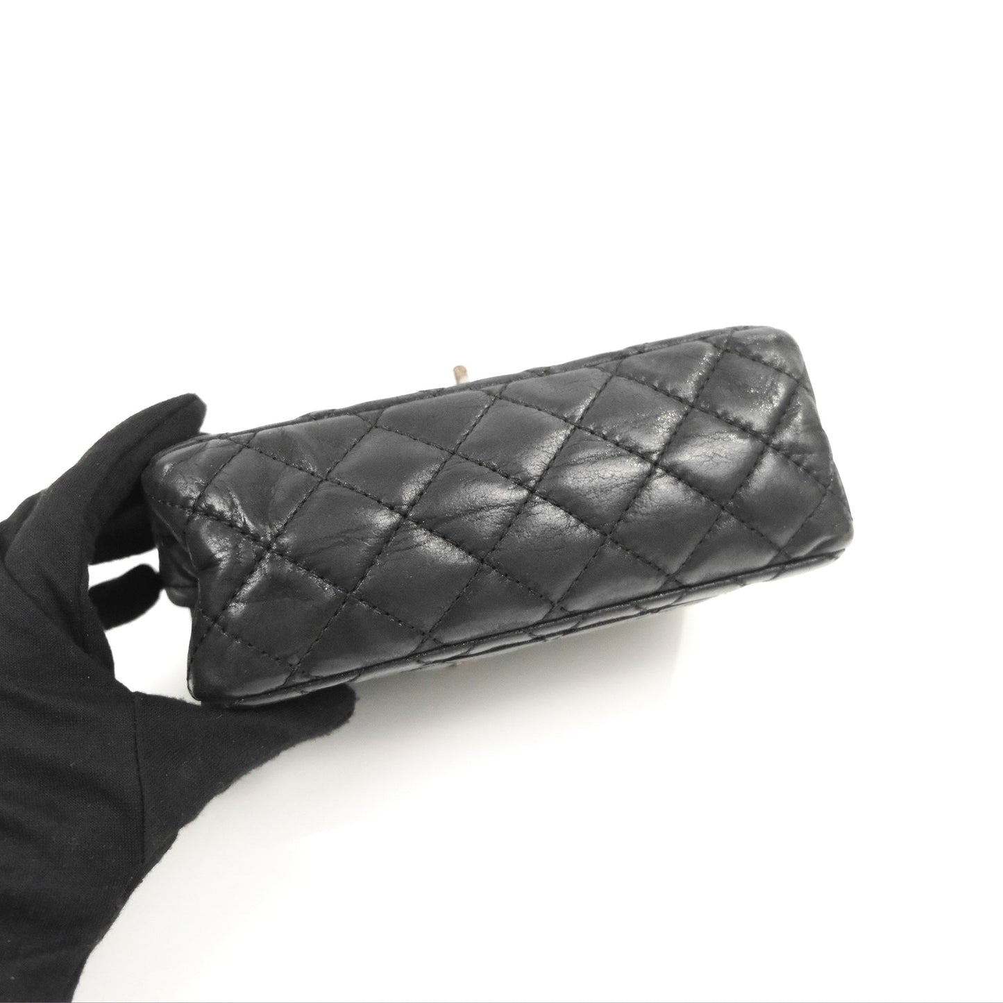 Chanel Mini Reissue 224 Double Flap Black Iridescent Calfskin Ruthenium Hardware