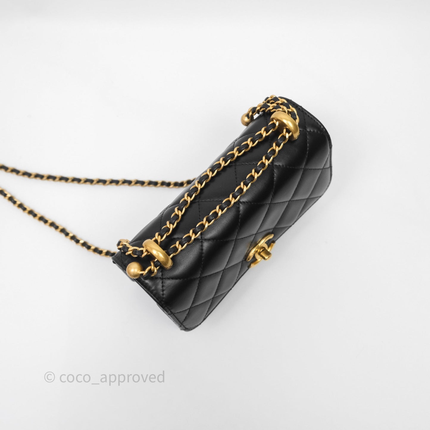 Chanel Mini Perfect Fit Adjustable Quilted Black Calfskin Aged Gold Hardware