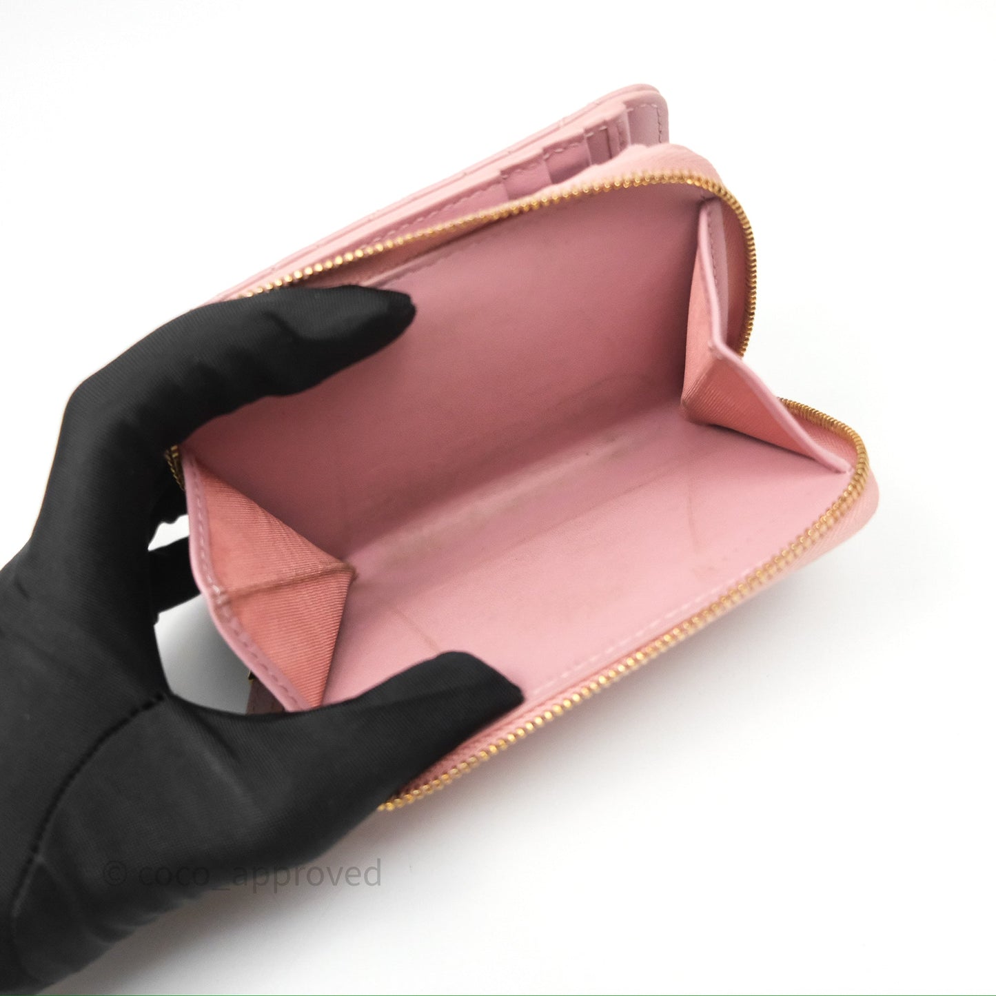 Christian Dior Medium Caro Scarlet Zipped Wallet Pink Cannage Calfskin