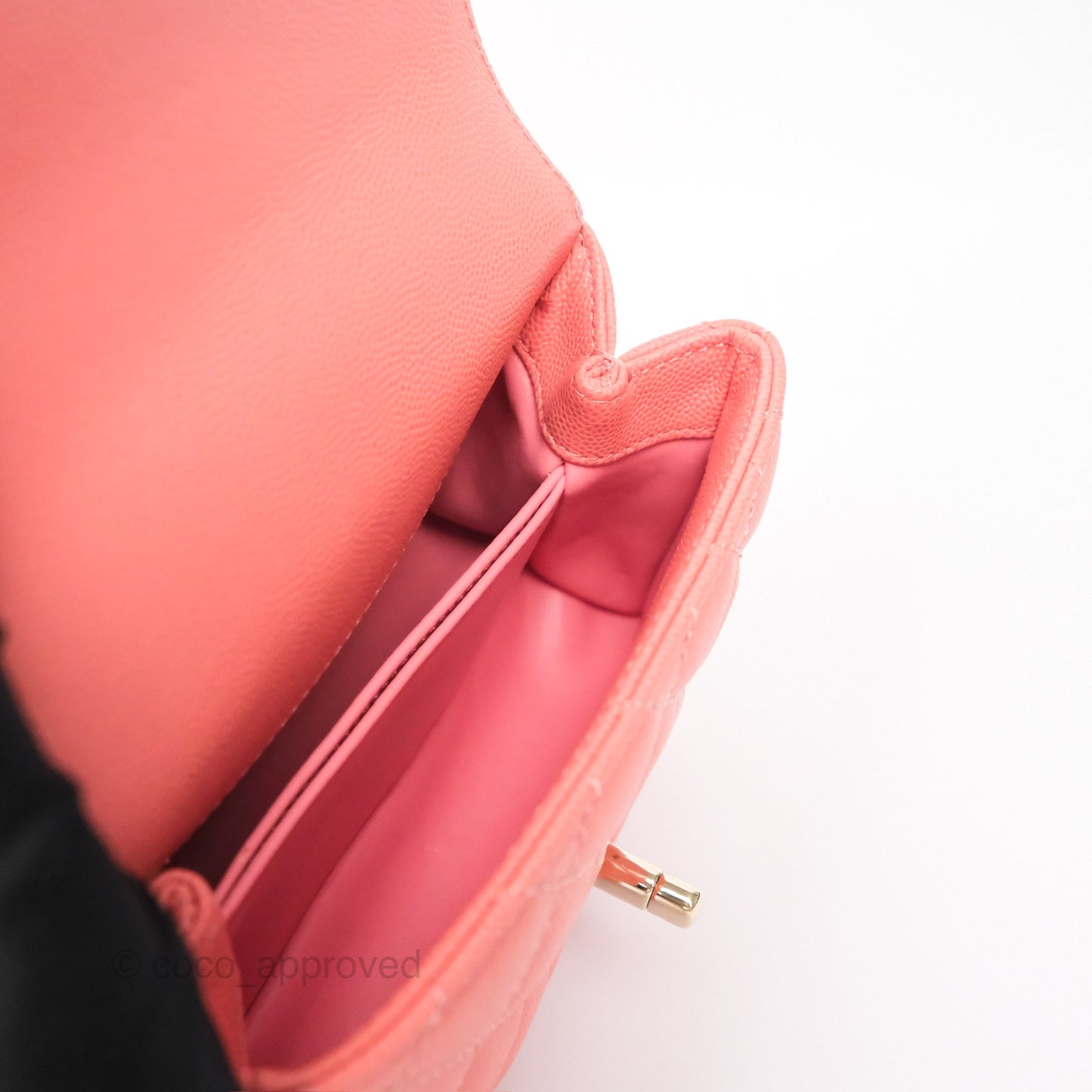 Chanel Mini Coco Handle Quilted Pink Caviar Gold Hardware