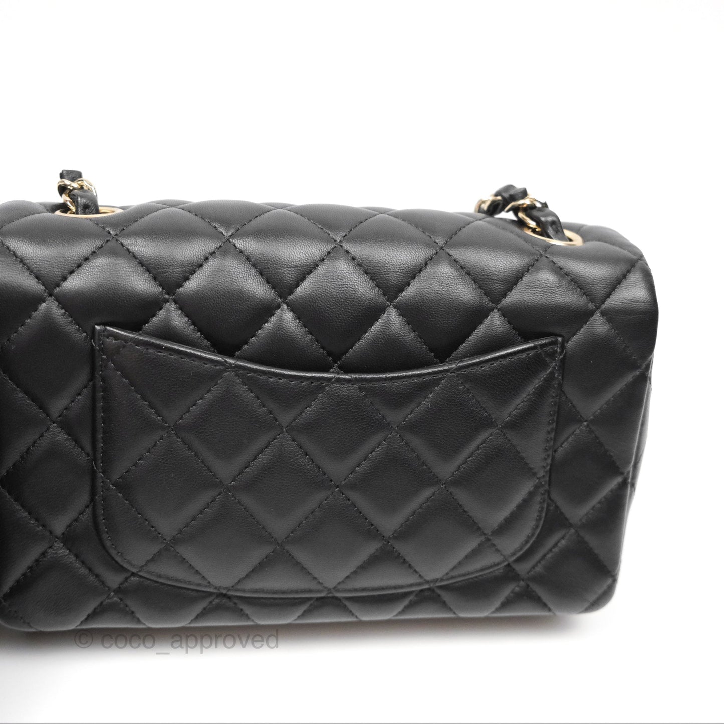 Chanel Quilted Mini Rectangular Black Lambskin Gold Hardware