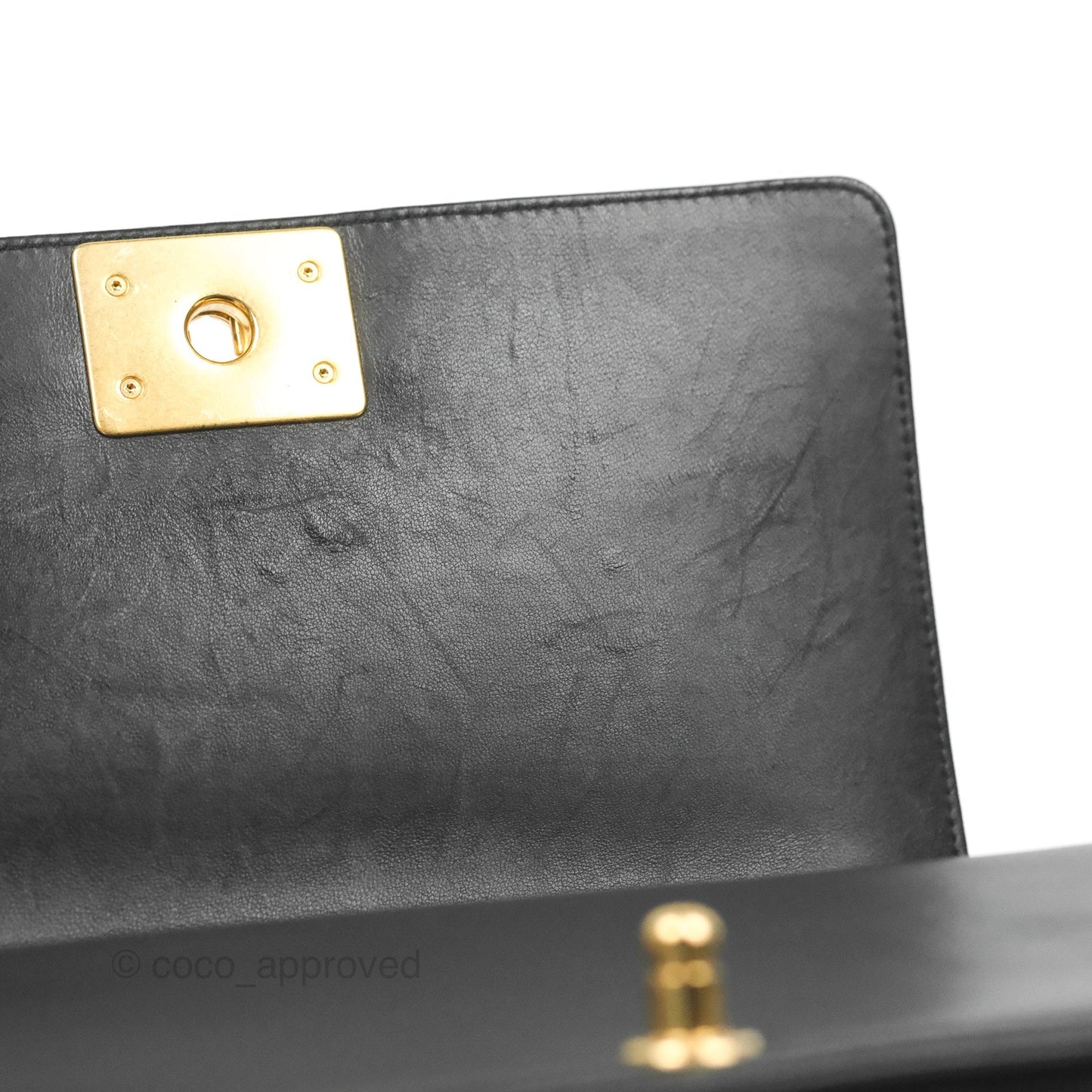 Chanel Quilted Medium Boy Black Lambskin Aged Gold Hardware