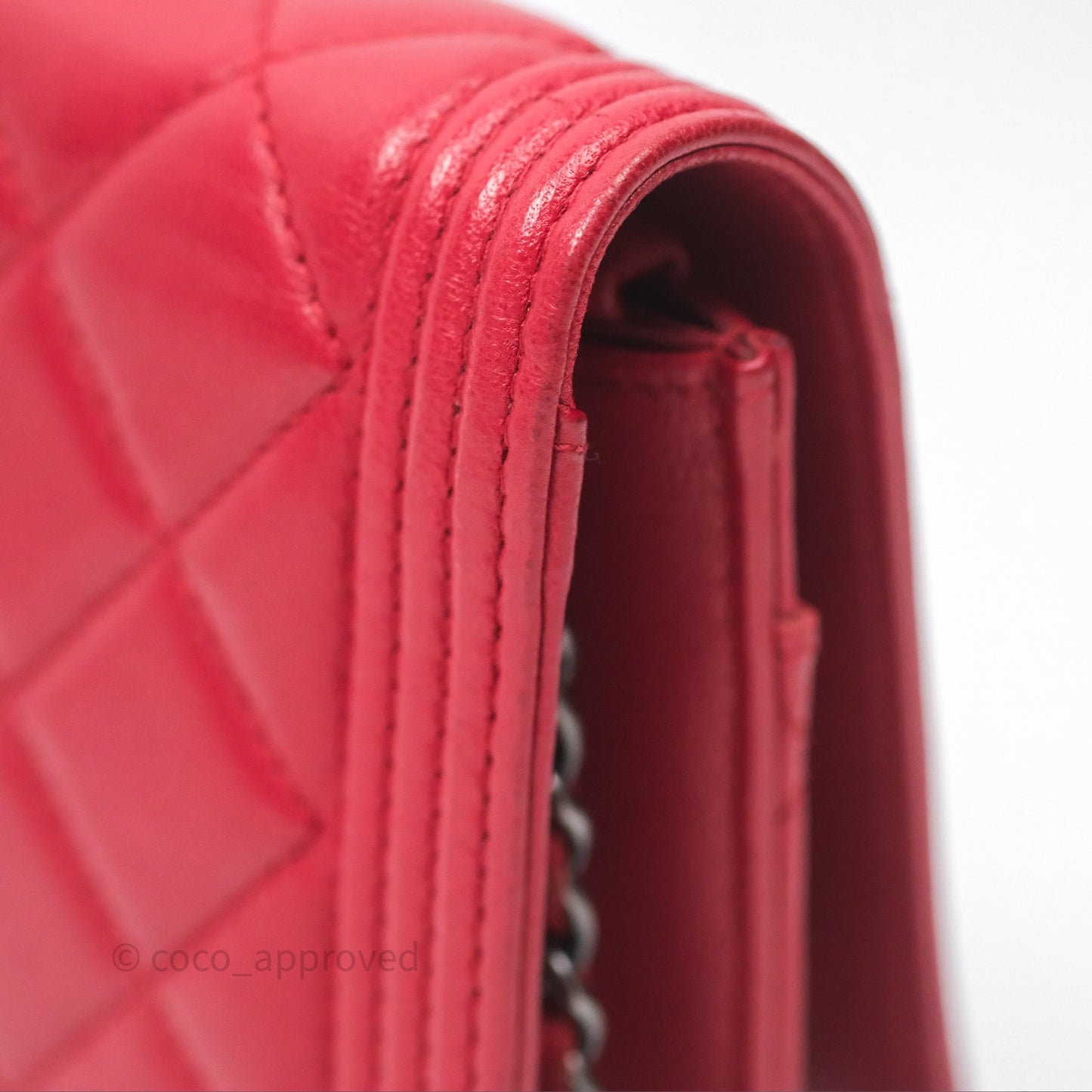 Chanel Boy Wallet on Chain WOC Red Lambskin Ruthenium Hardware