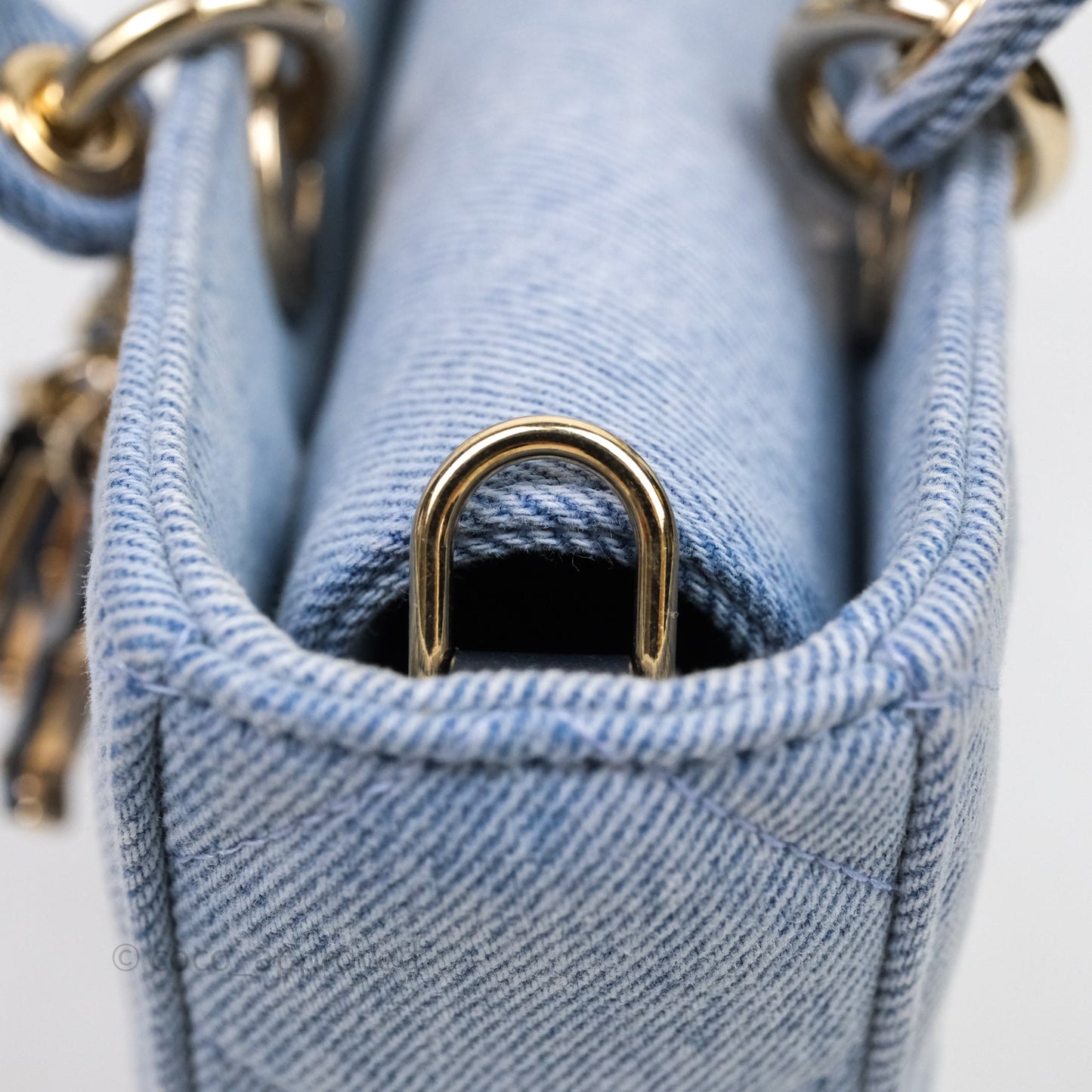 Christian Dior Medium Lady D-Joy Bag Denim Cannage Gold Hardware