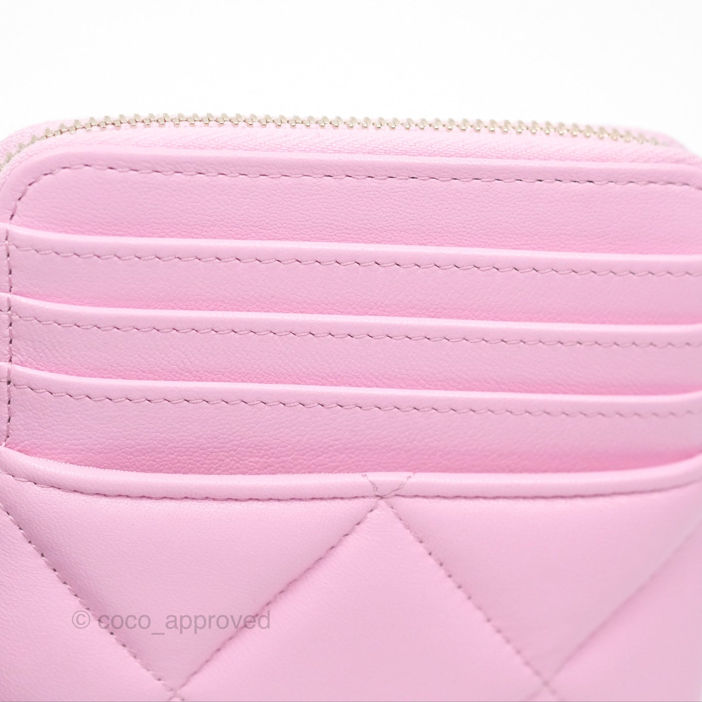 Chanel 19 Zipped Coin Purse Card Holder Pink Lambskin