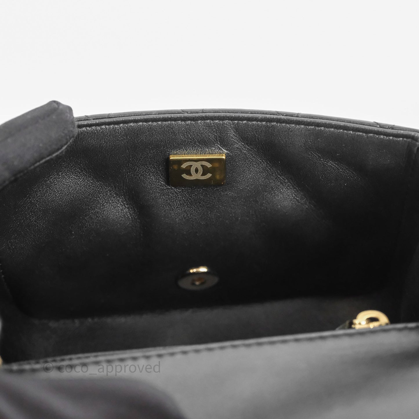Chanel Mini Square Quilted Black Lambskin Gold Hardware