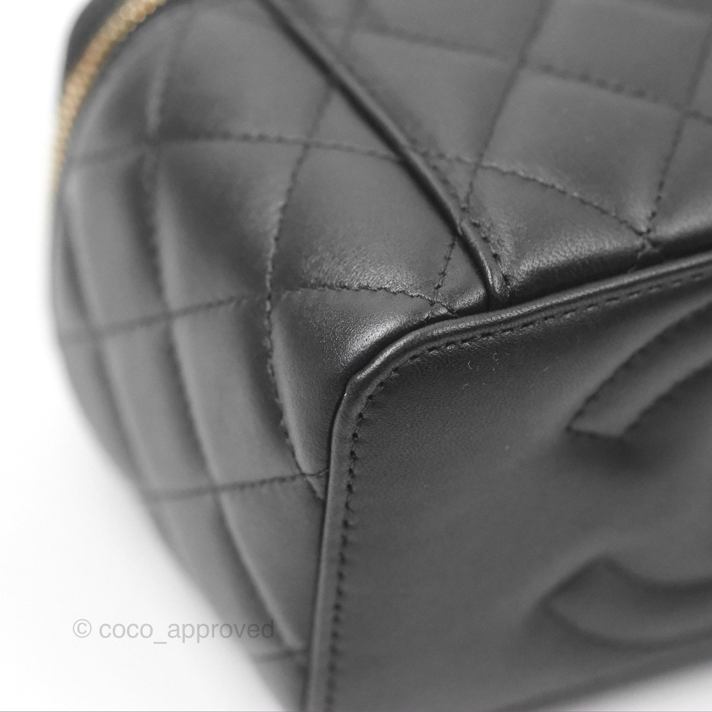 Chanel Top Handle Vanity Rectangular Black Lambskin Gold Hardware