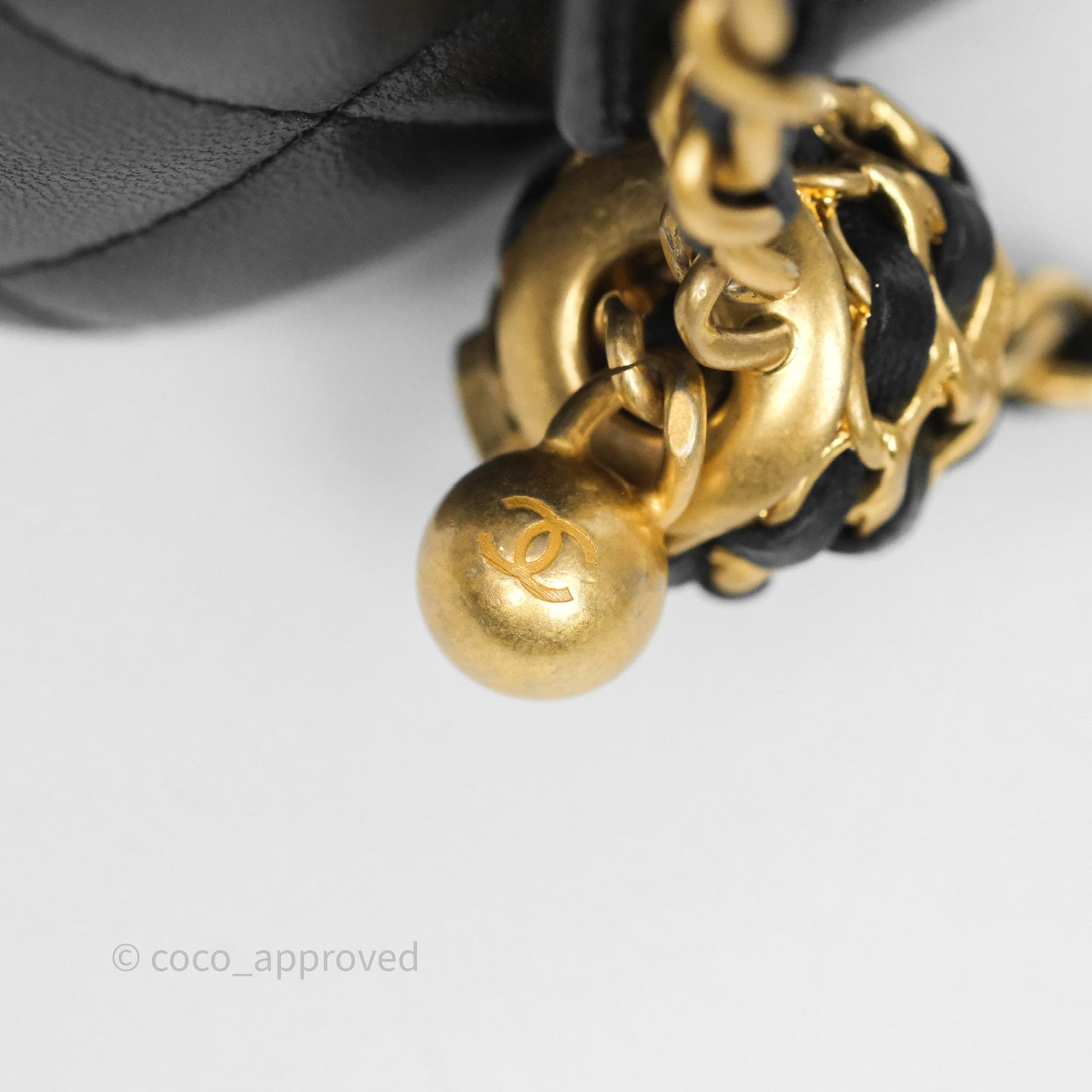 Chanel Quilted Pearl Crush Mini Vanity With Chain Black Lambskin Aged Gold Hardware