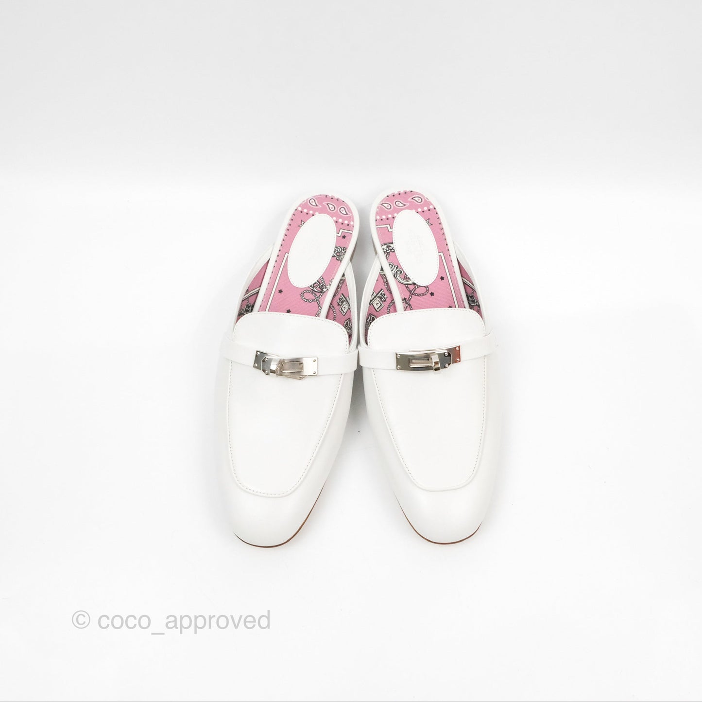 Hermès Oz Mules White Calfskin Silver Hardware Size 39