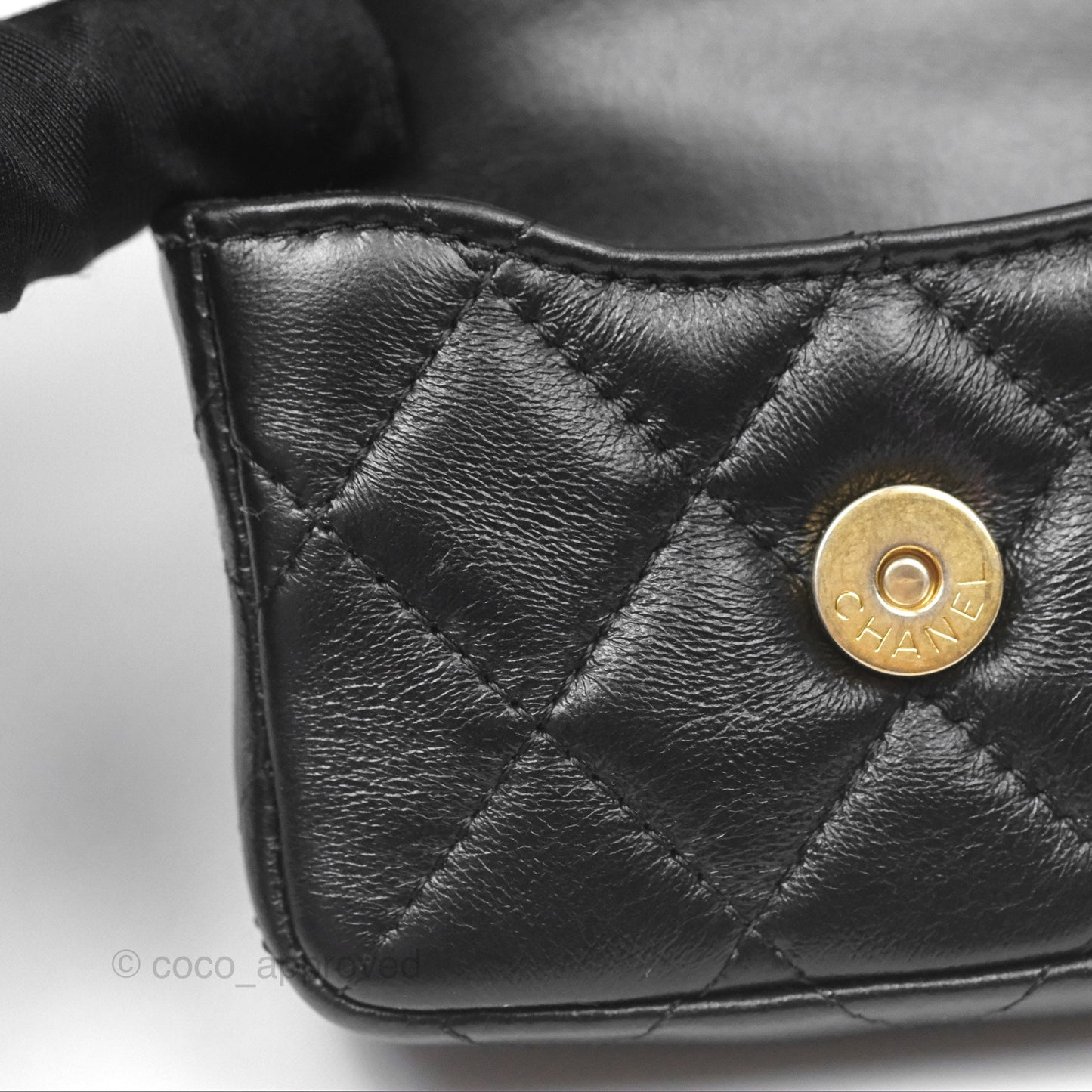 Chanel Mini Card Holder Belt Bag Black Lambskin Aged Gold Hardware