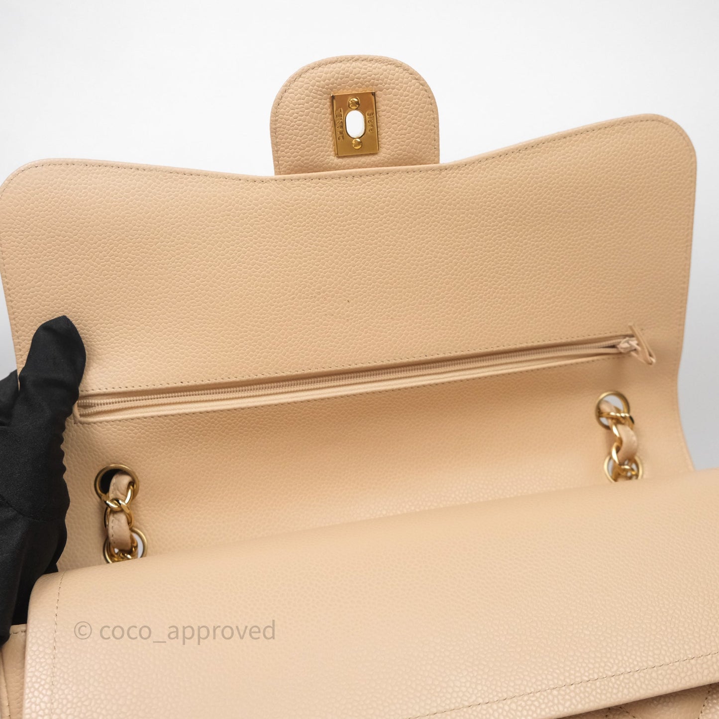 Chanel Jumbo Double Flap Beige Caviar Gold Hardware⁣⁣