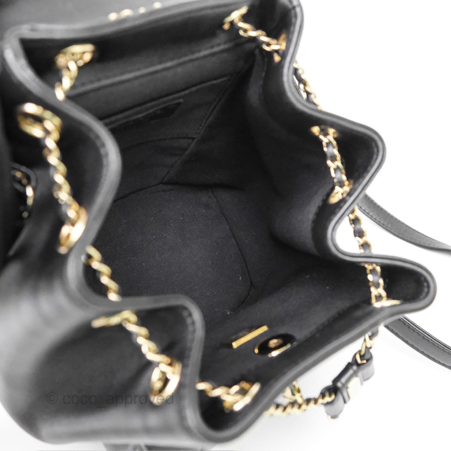 Chanel Small Duma Drawstring Backpack Black Lambskin Gold Hardware