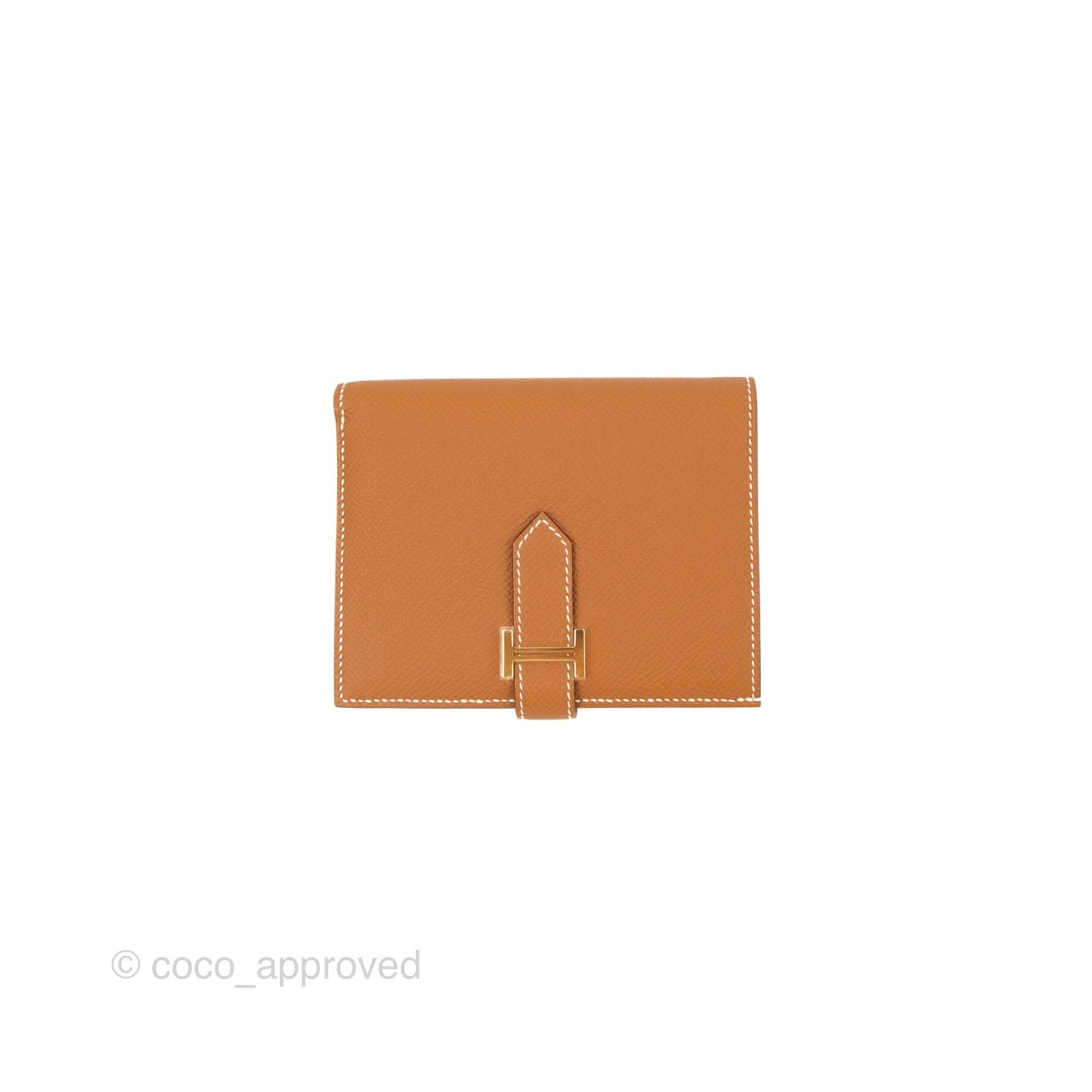 Hermes Bearn Compact Wallet Gold Epsom Gold Hardware