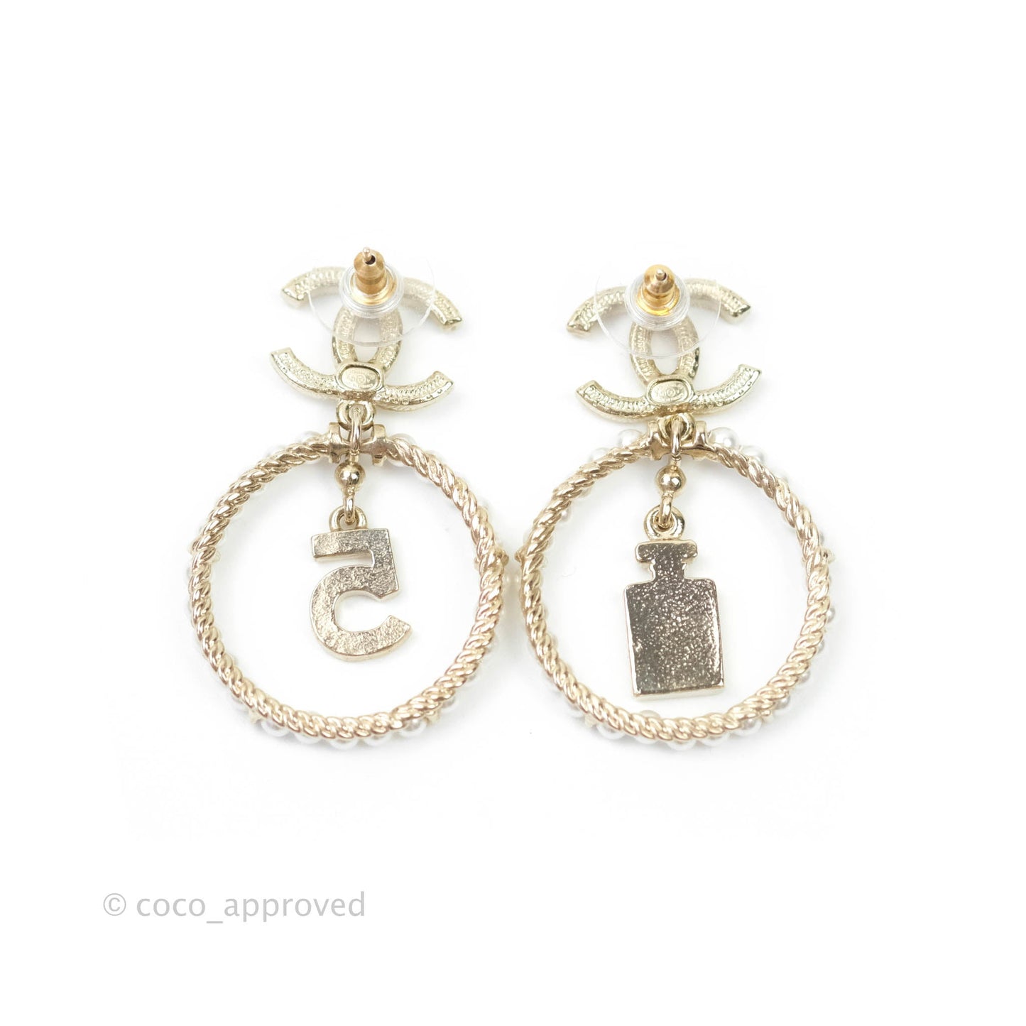 Chanel CC Crystal Pearl Ring No 5 Drop Earrings