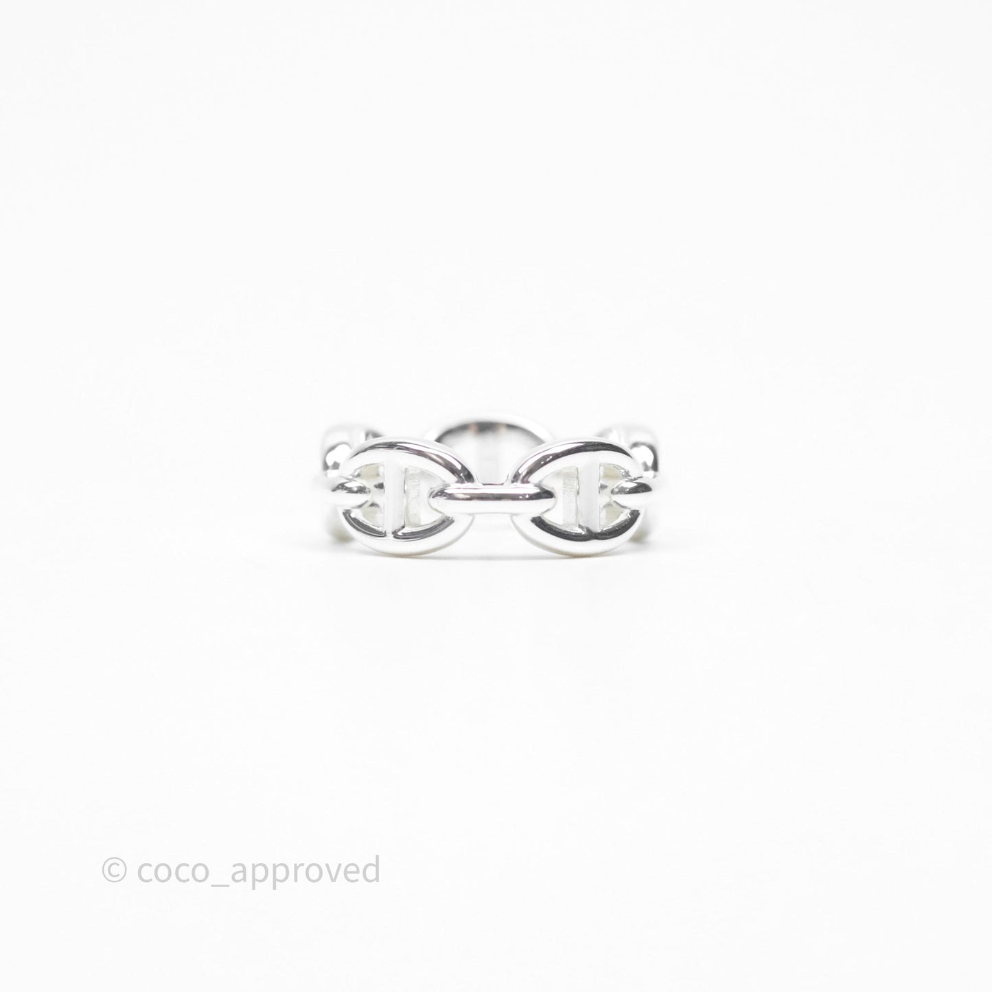 Hermès Sterling Silver PM Chaine d'Ancre Enchainee Band Ring Size 51
