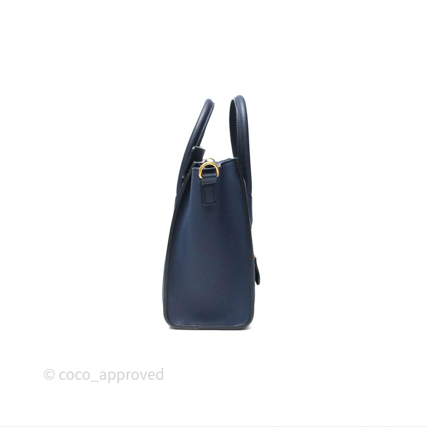 Celine Nano Luggage Handbag Navy Grained Calfskin Gold Hardware