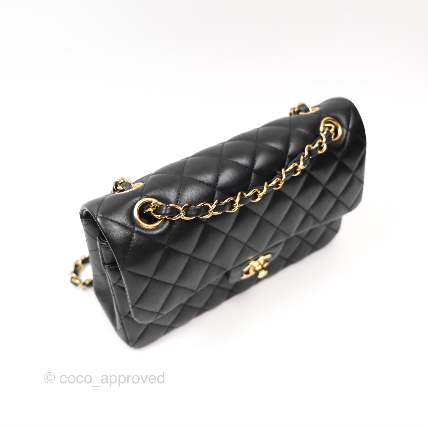 Chanel Small Classic Quilted Flap Black Lambskin Gold Hardware