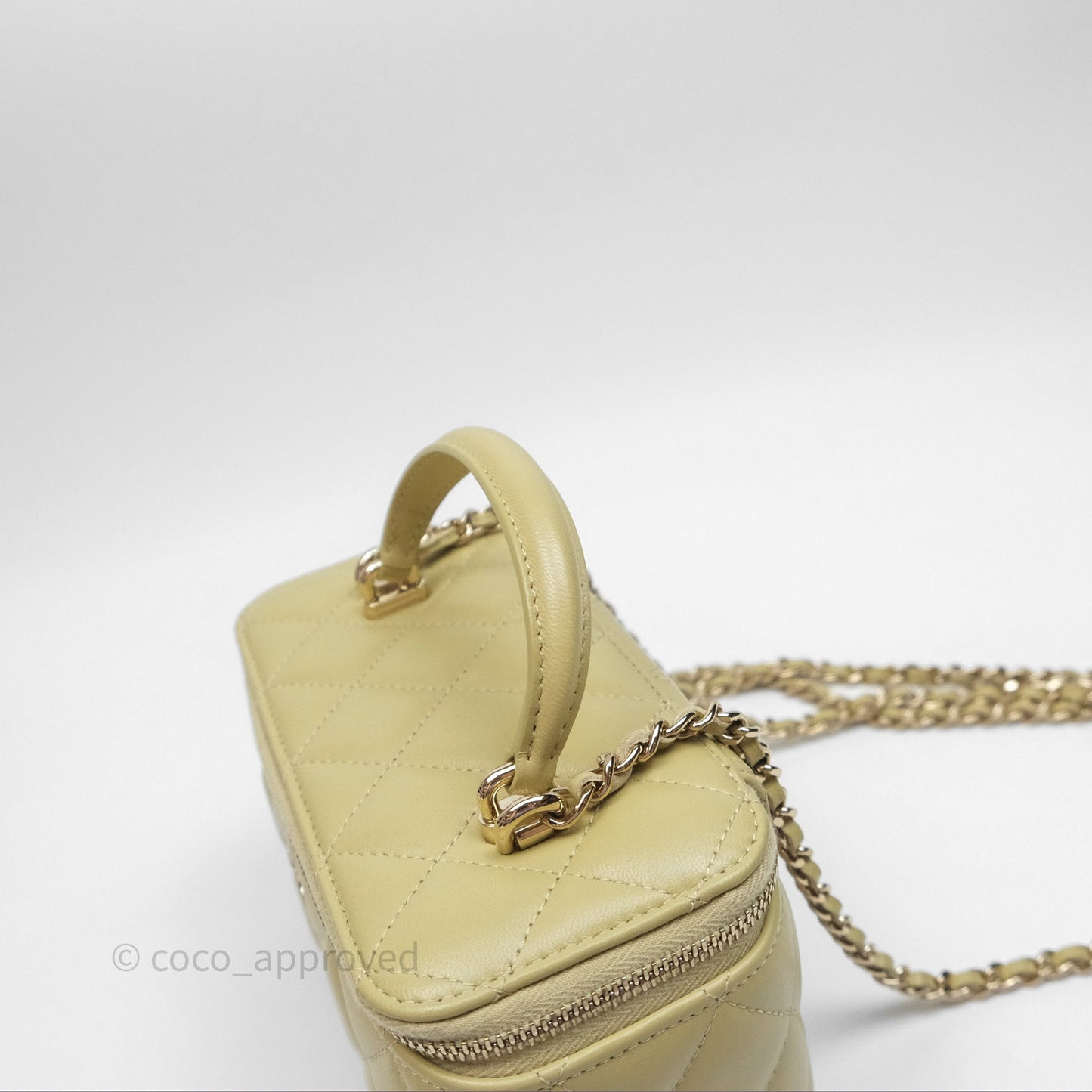 Chanel Top Handle Vanity with Chain Olive Green Lambskin Aged Gold Hardware