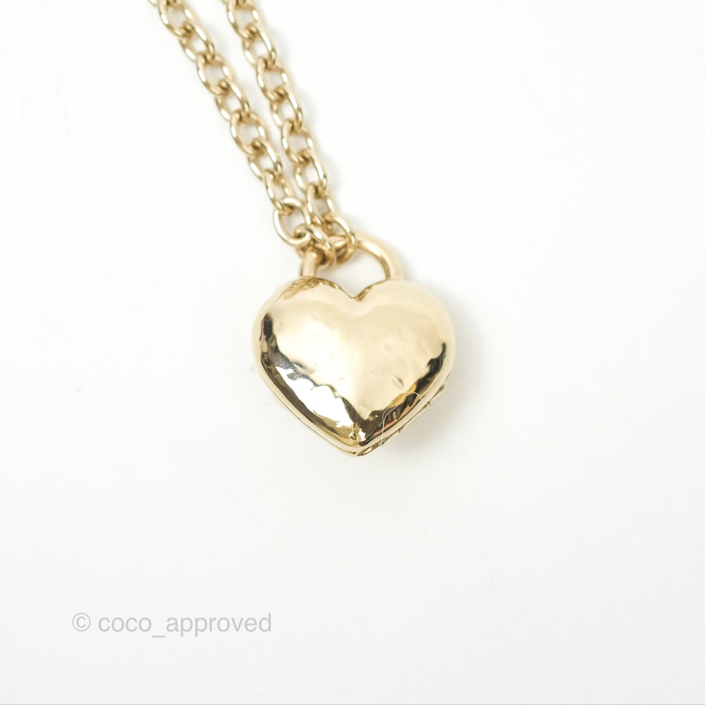 Chanel CC Lock Heart Locket Necklace Gold Tone 22B