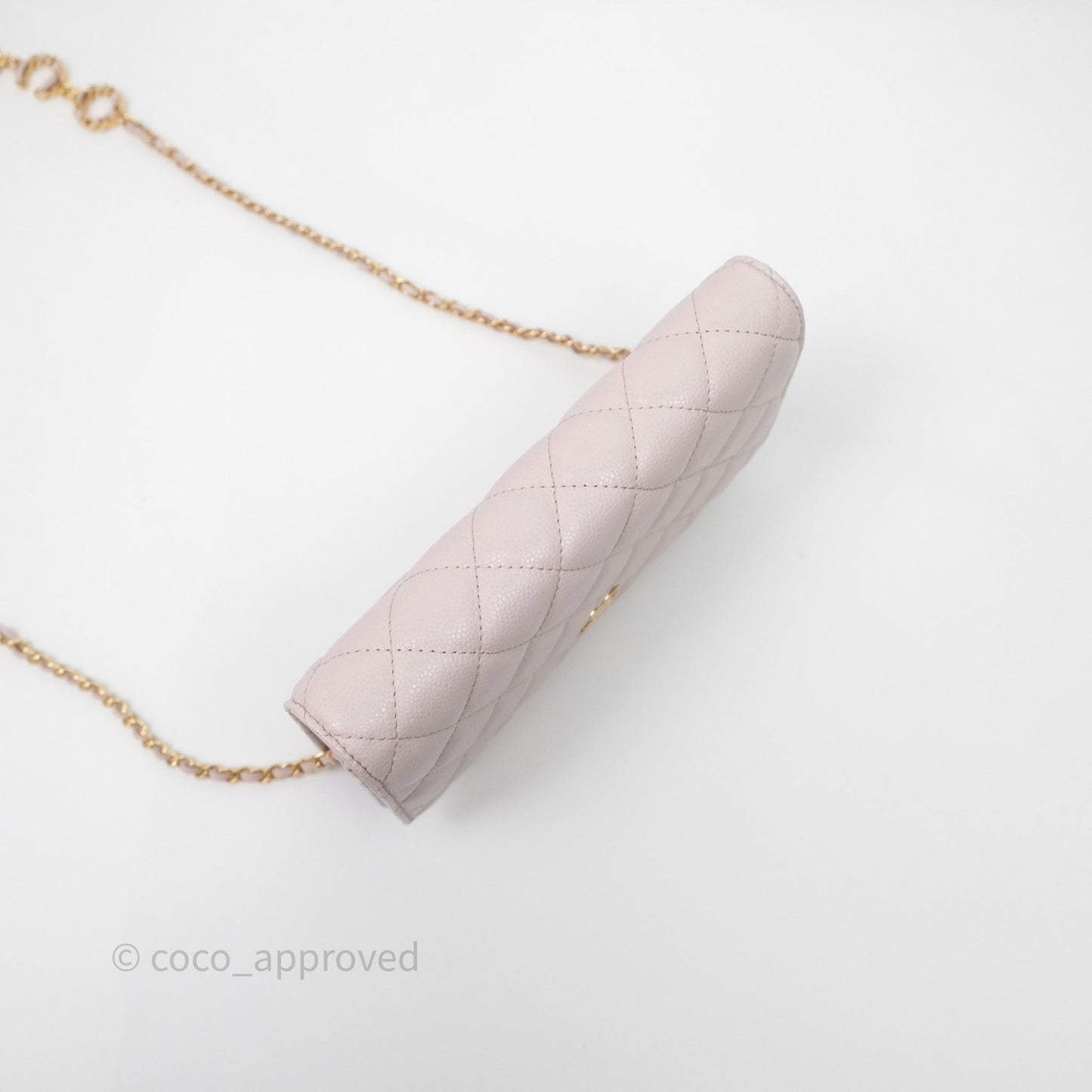 Chanel WOC Wallet On Chain CC Coco Chain Quilted Lilac Caviar Gold Hardware