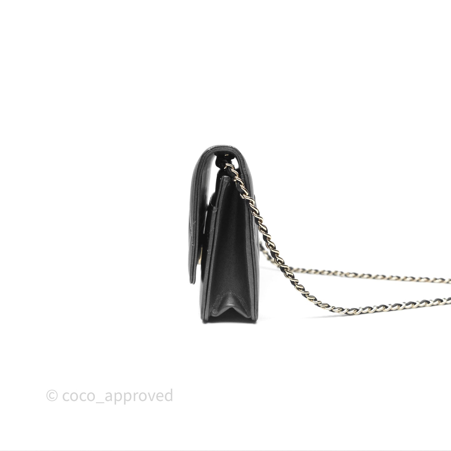 Chanel Wallet On Chain WOC Iridescent Dark Grey Lambskin Gold Hardware