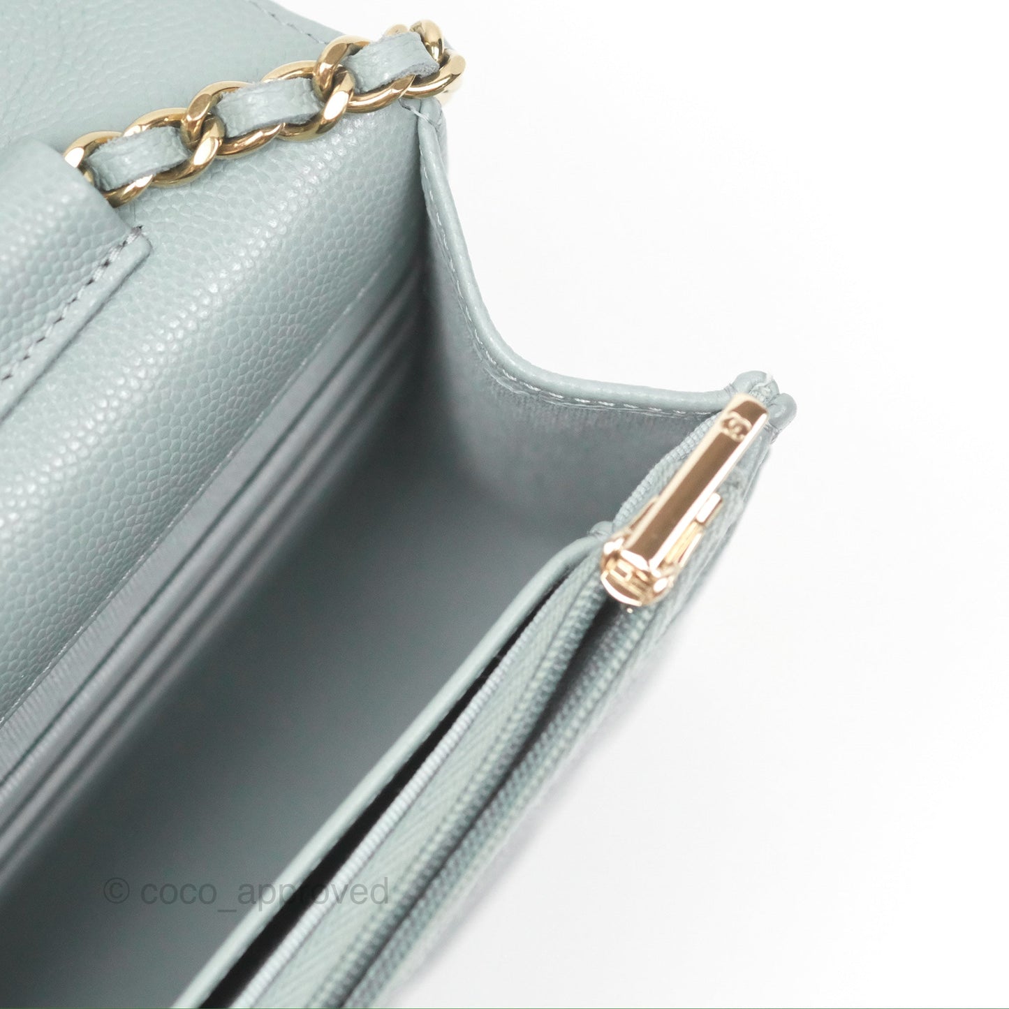 Chanel Quilted Classic Wallet on Chain WOC Green Caviar Silver Hardware