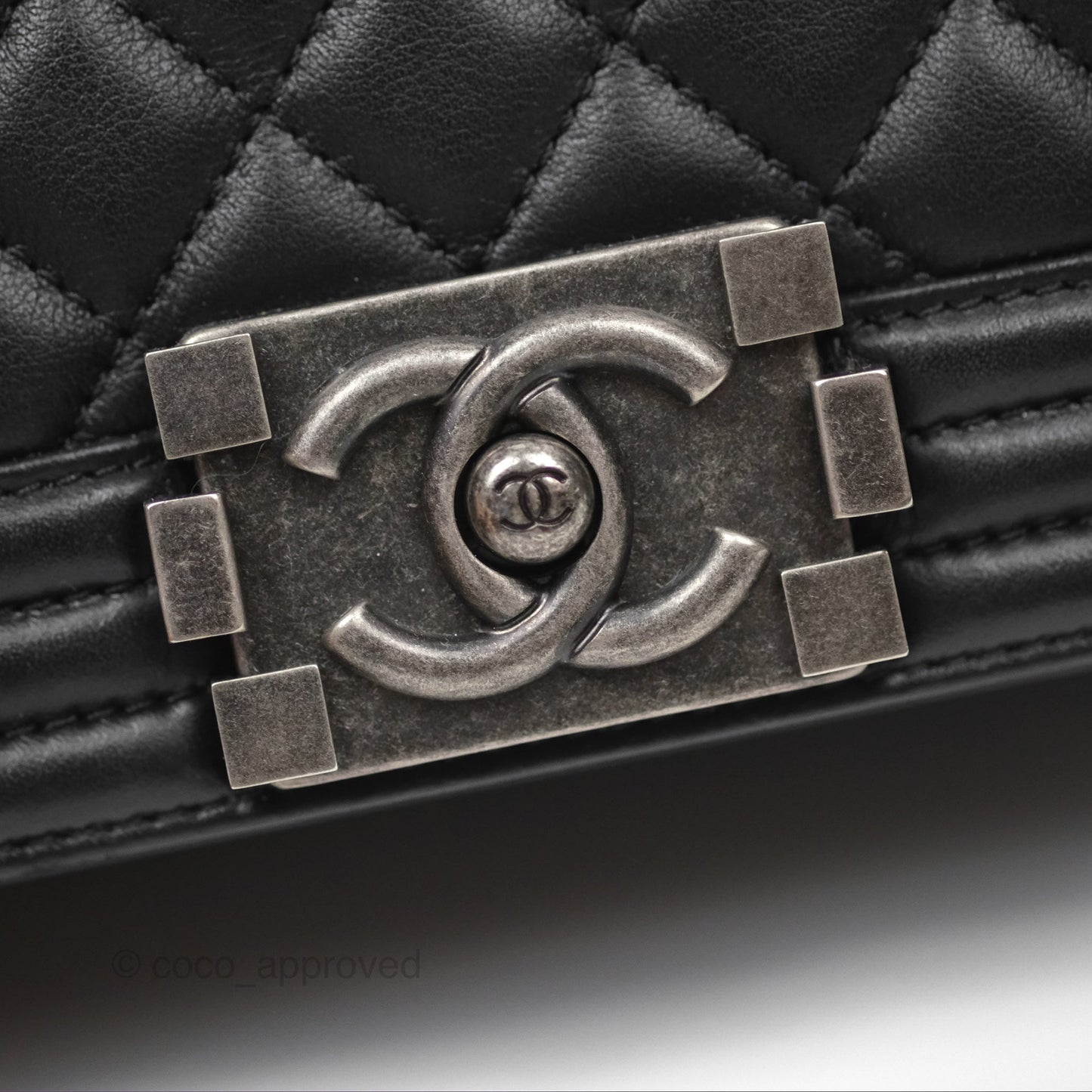 Chanel Small Boy Black Calfskin Ruthenium Hardware