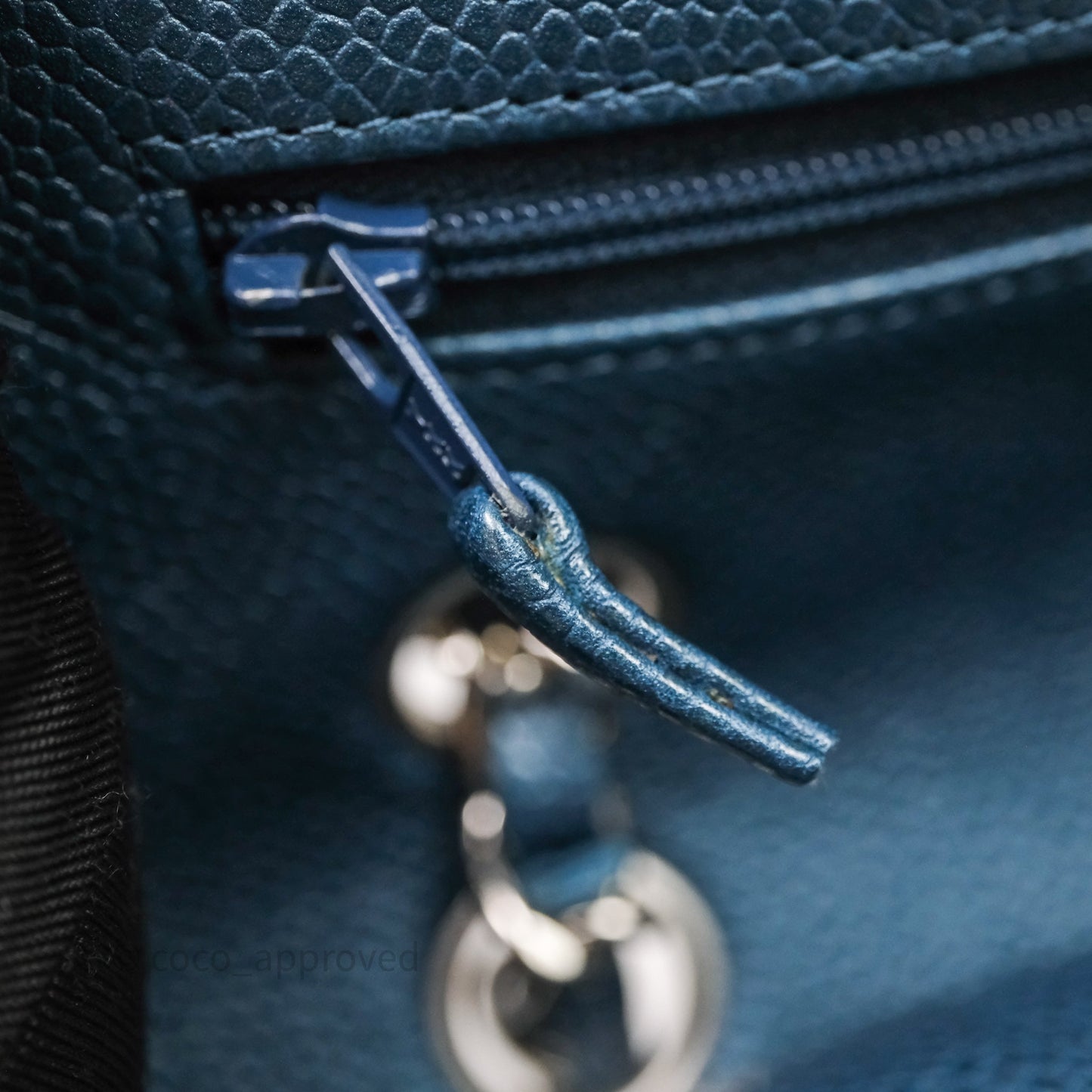 Chanel Classic Medium Flap Quilted Iridescent Teal Caviar Silver Hardware