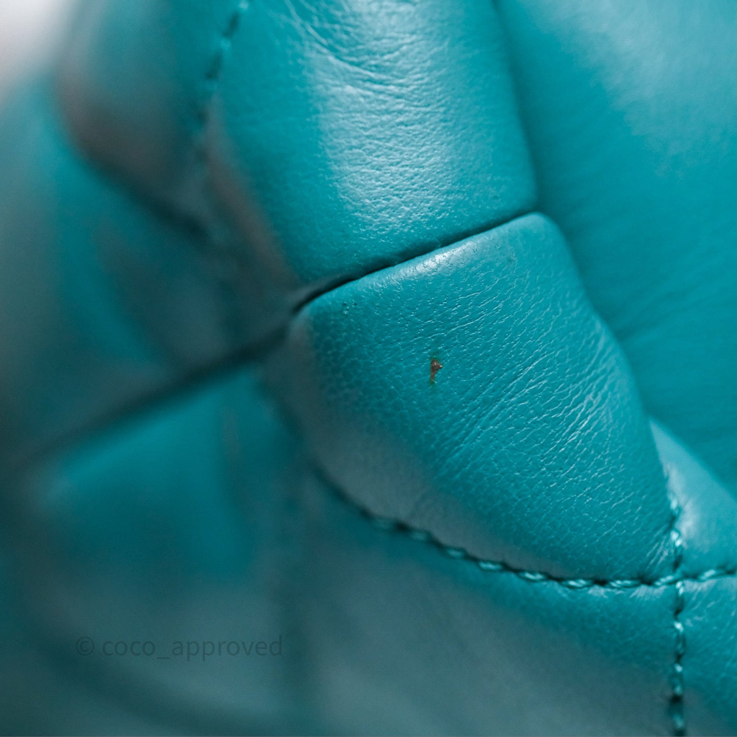 Chanel Pearl CC Drawstring Bucket Bag Teal Green Lambskin Gold Hardware