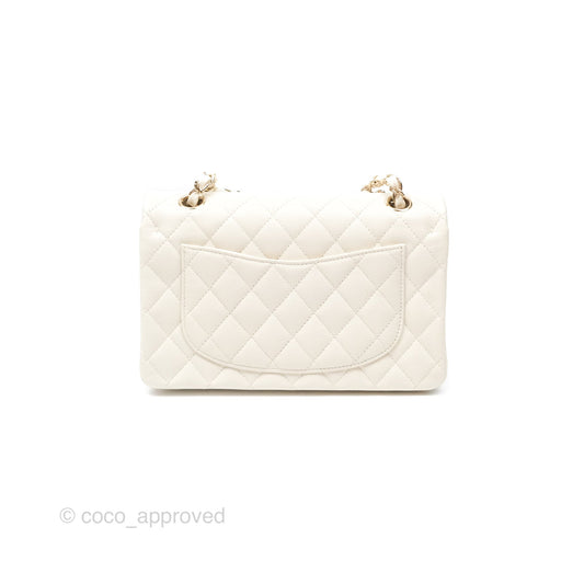 Chanel Small Classic Quilted Flap Light Ivory Caviar Gold Hardware