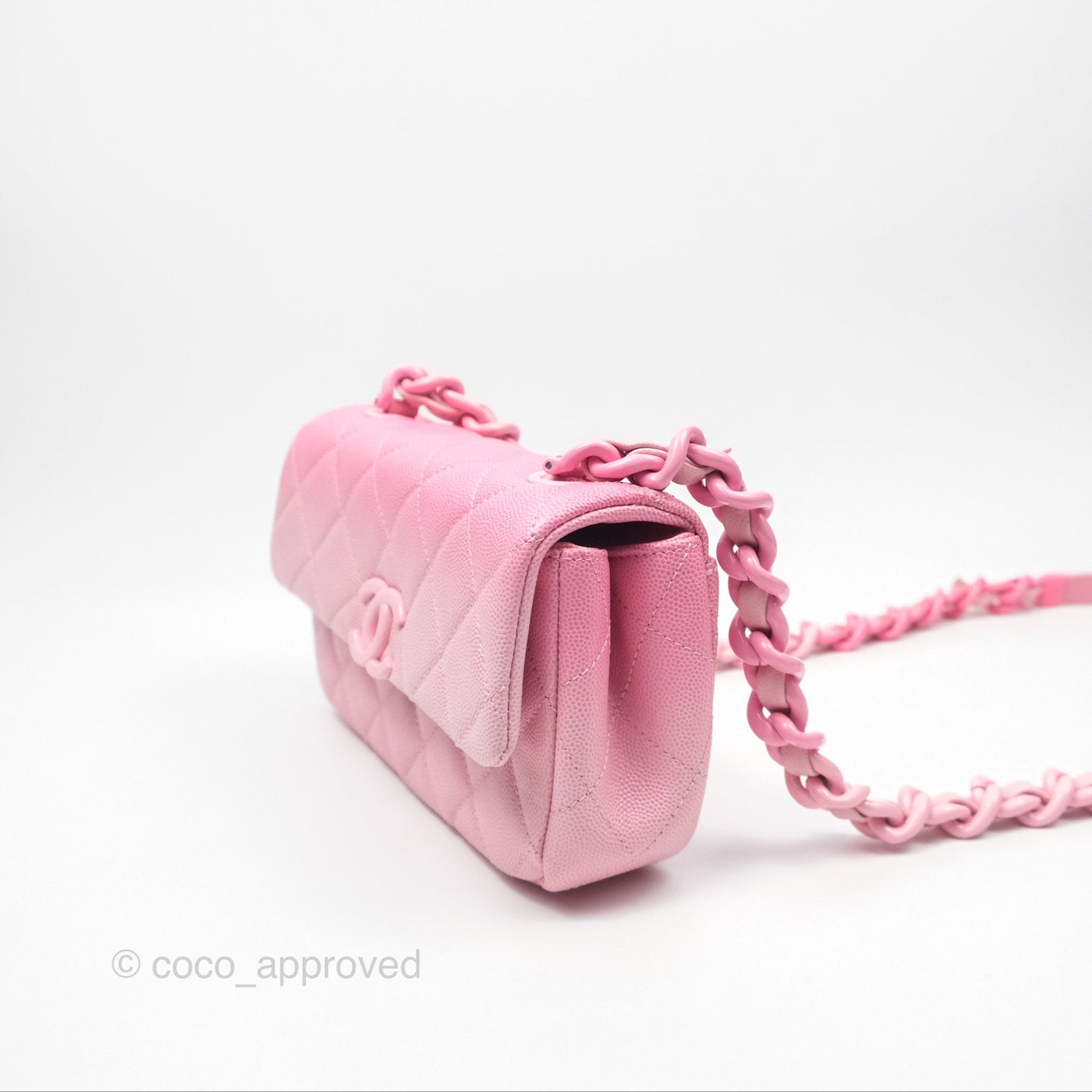 Chanel Mini Flap Bag Pink Ombre Caviar Pink Lacquered Metal Hardware 24C