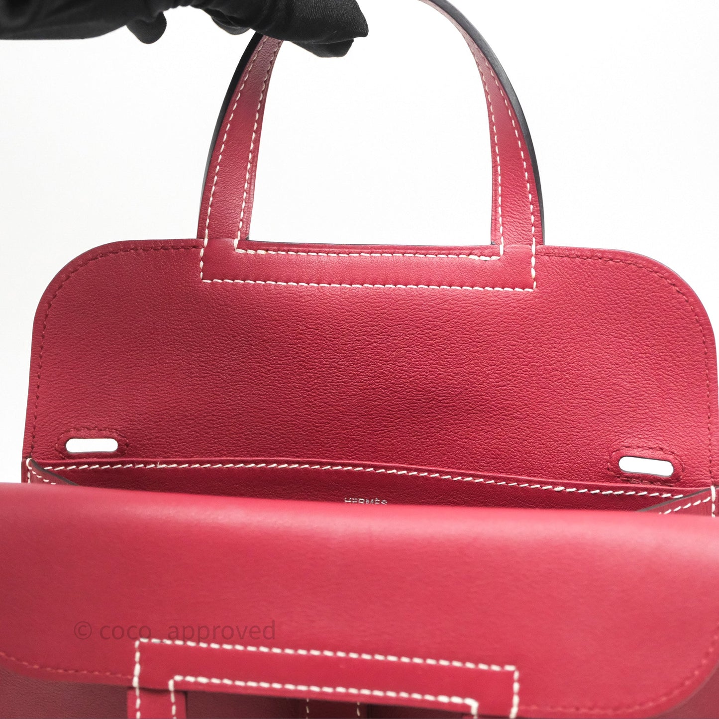 Hermès Halzan 22 Mini Rouge Grenat K1 Swift Palladium Hardware