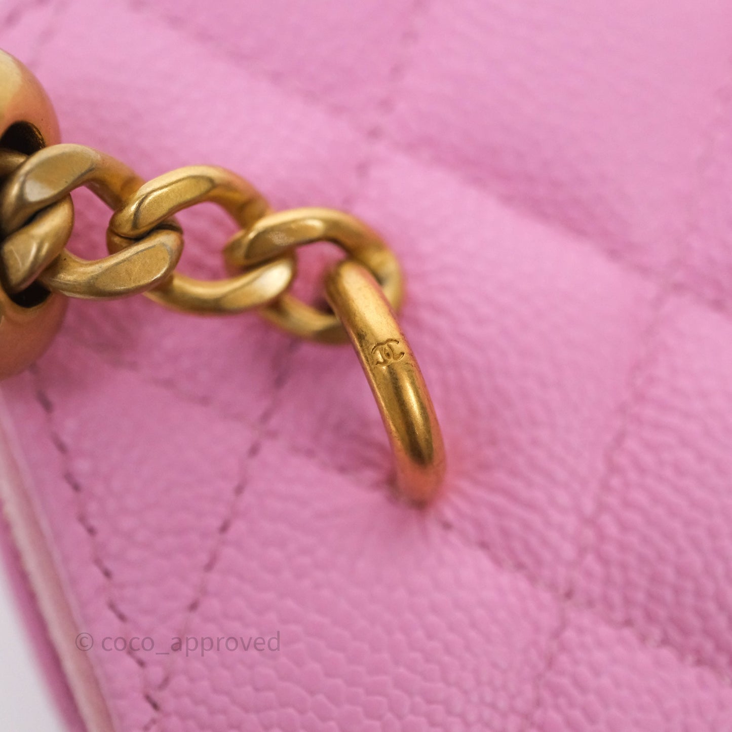 Chanel Vanity with Heart Adjustable Chain Pink Caviar Aged Gold Hardware