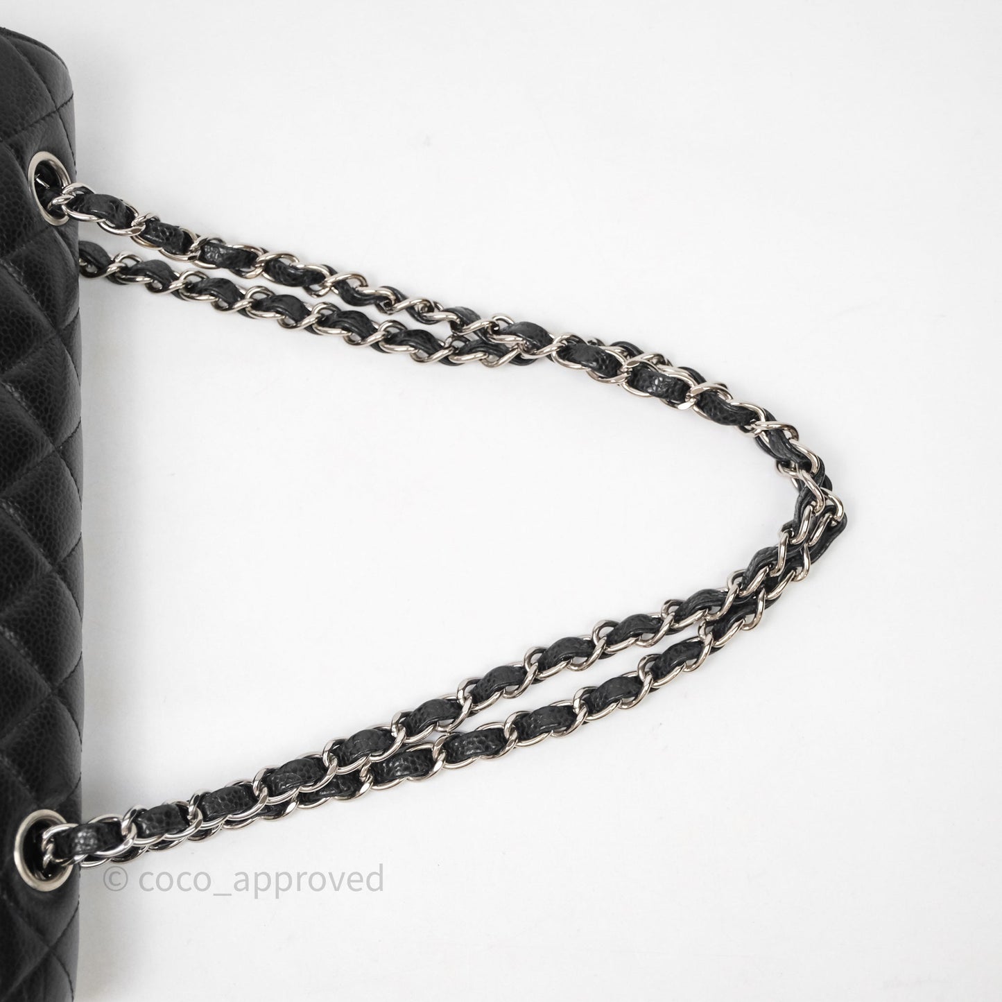 Chanel Classic M/L Medium Flap Quilted Black Caviar Silver Hardware